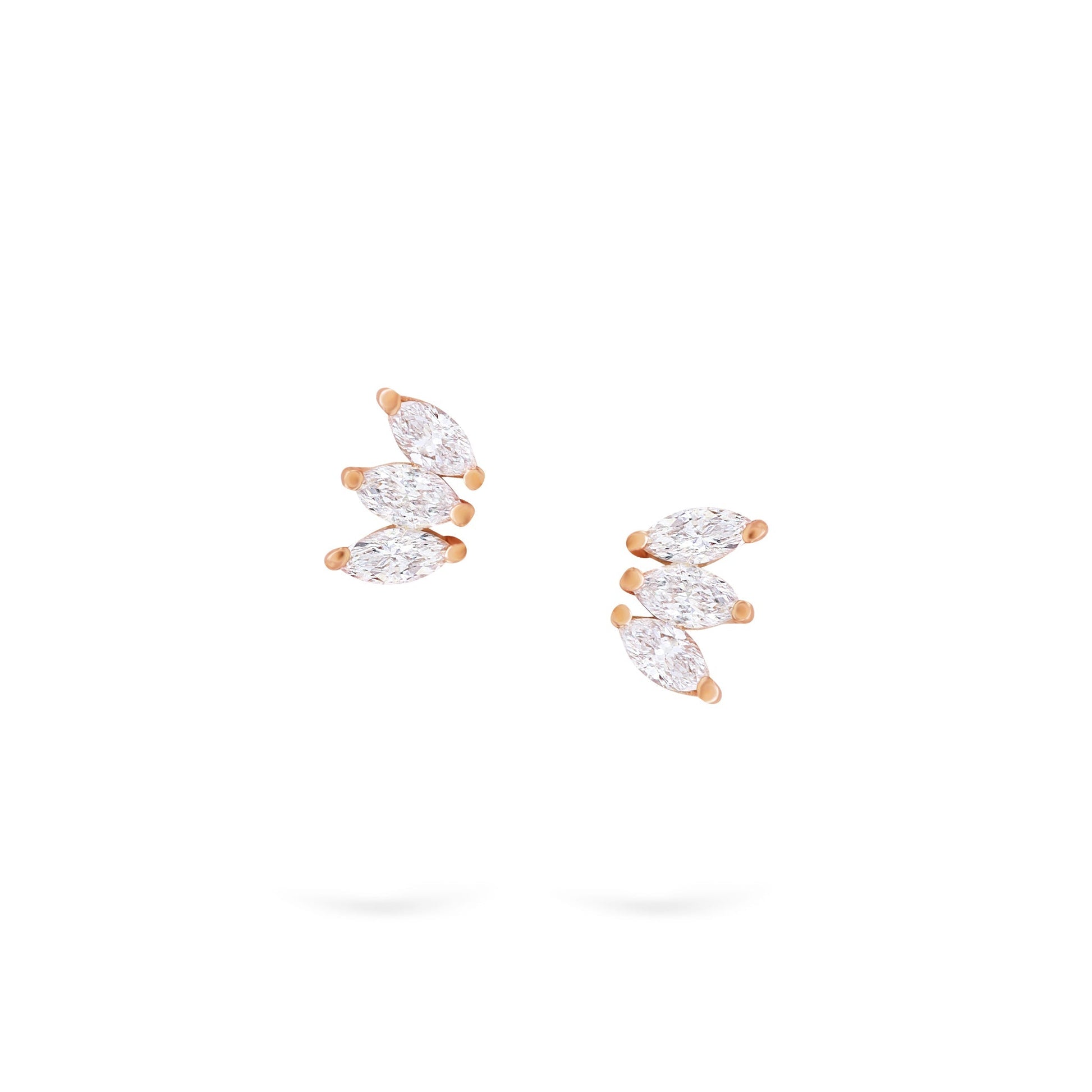 Jewelry Marquise Studs | Diamond Earrings | 14K Gold - Rose / Pair: 0.18 Cts. | Cut - earrings Zengoda Shop
