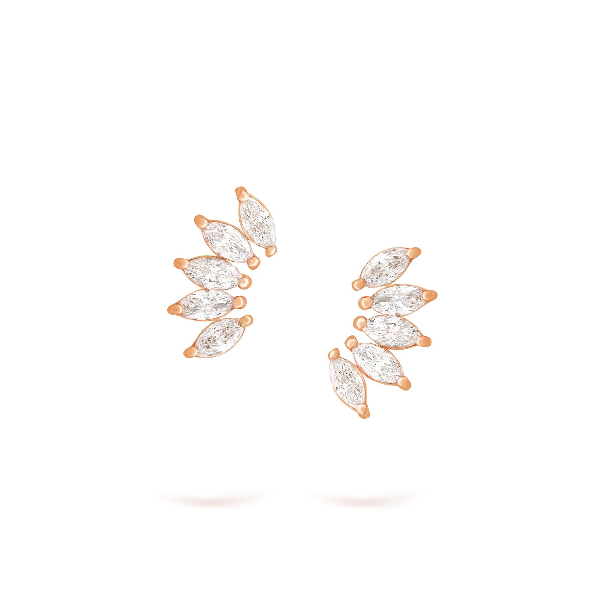 Jewelry Marquise Studs | Diamond Earrings | 14K Gold - Rose / Pair: 0.22 Cts. | Cut - earrings Zengoda Shop