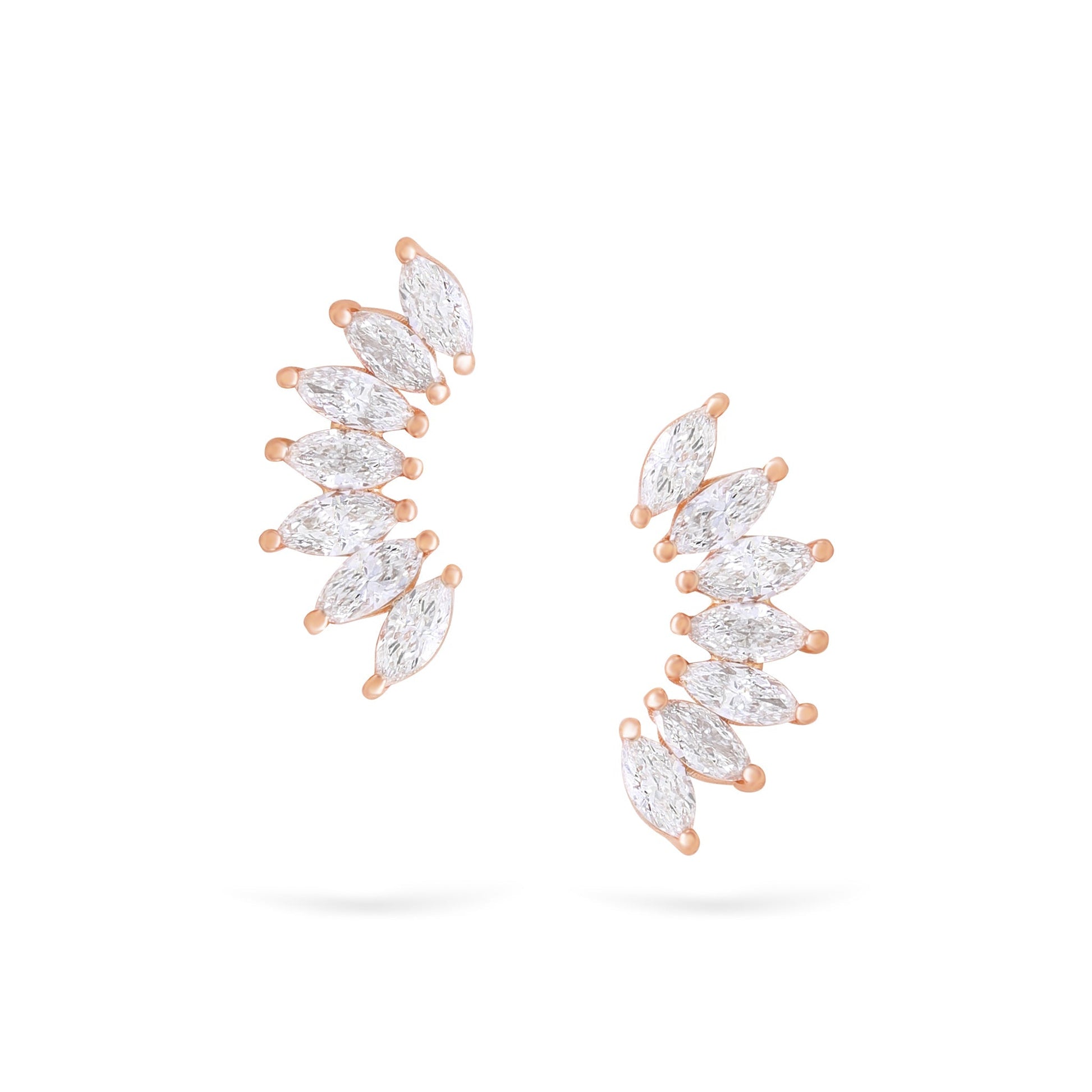 Jewelry Marquise Studs | Diamond Earrings | 14K Gold - Rose / Pair: 0.36 Cts. | Cut - earring Zengoda Shop online