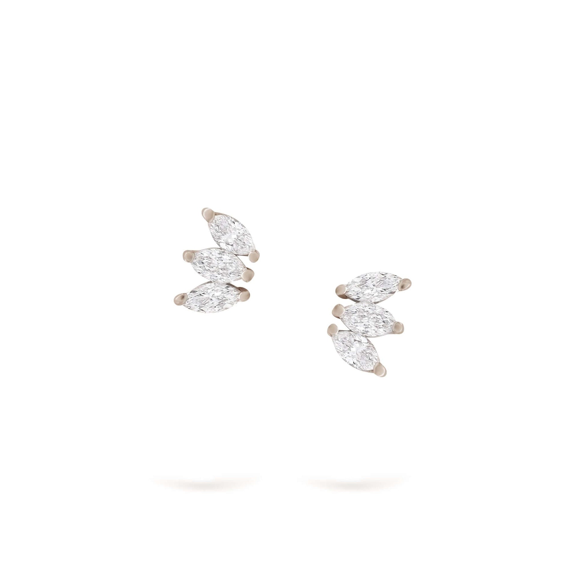 Jewelry Marquise Studs | Diamond Earrings | 14K Gold - White / Pair: 0.18 Cts. | Cut - earrings Zengoda Shop