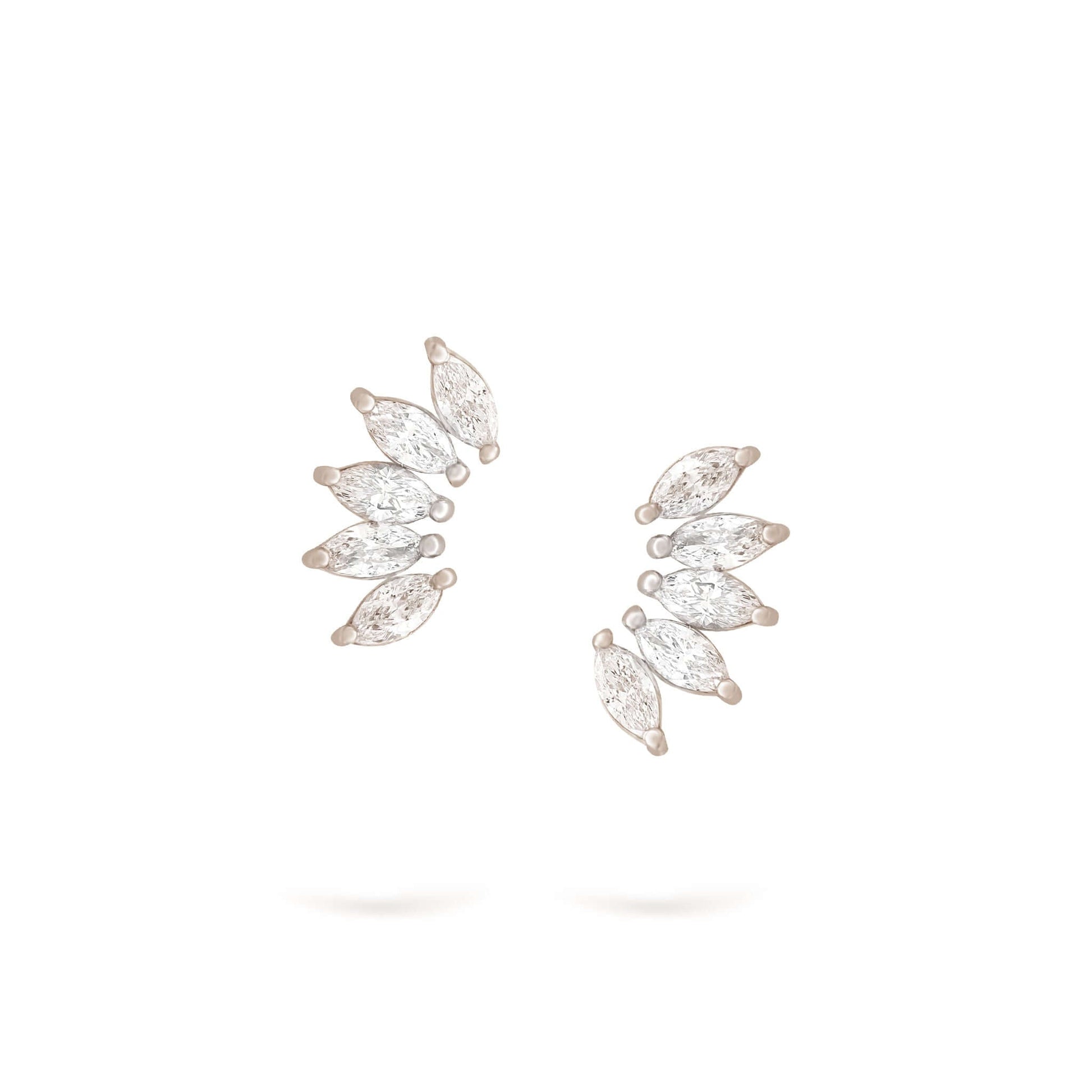 Jewelry Marquise Studs | Diamond Earrings | 14K Gold - White / Pair: 0.22 Cts. | Cut - earrings Zengoda Shop