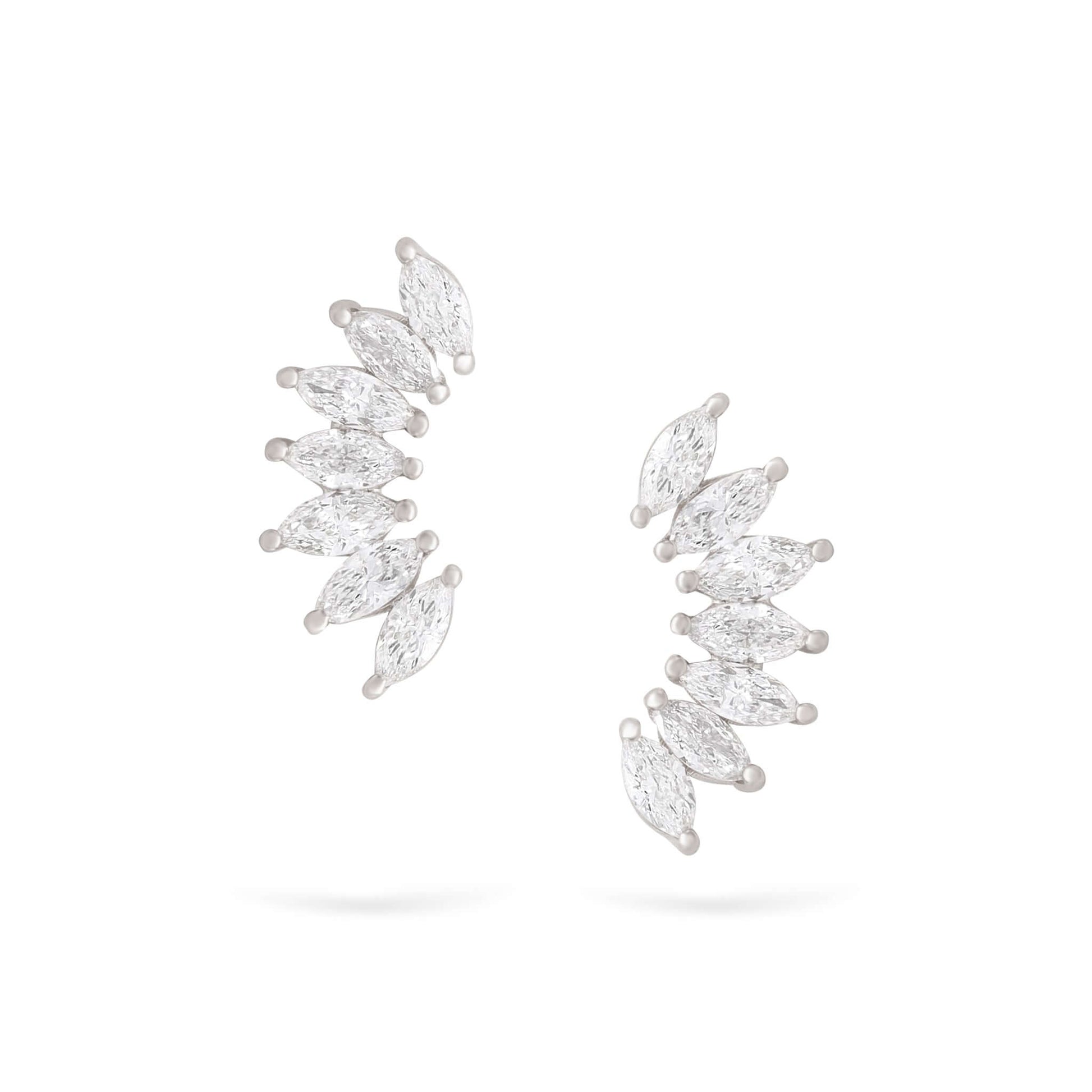 Jewelry Marquise Studs | Diamond Earrings | 14K Gold - White / Pair: 0.36 Cts. | Cut - earring Zengoda Shop