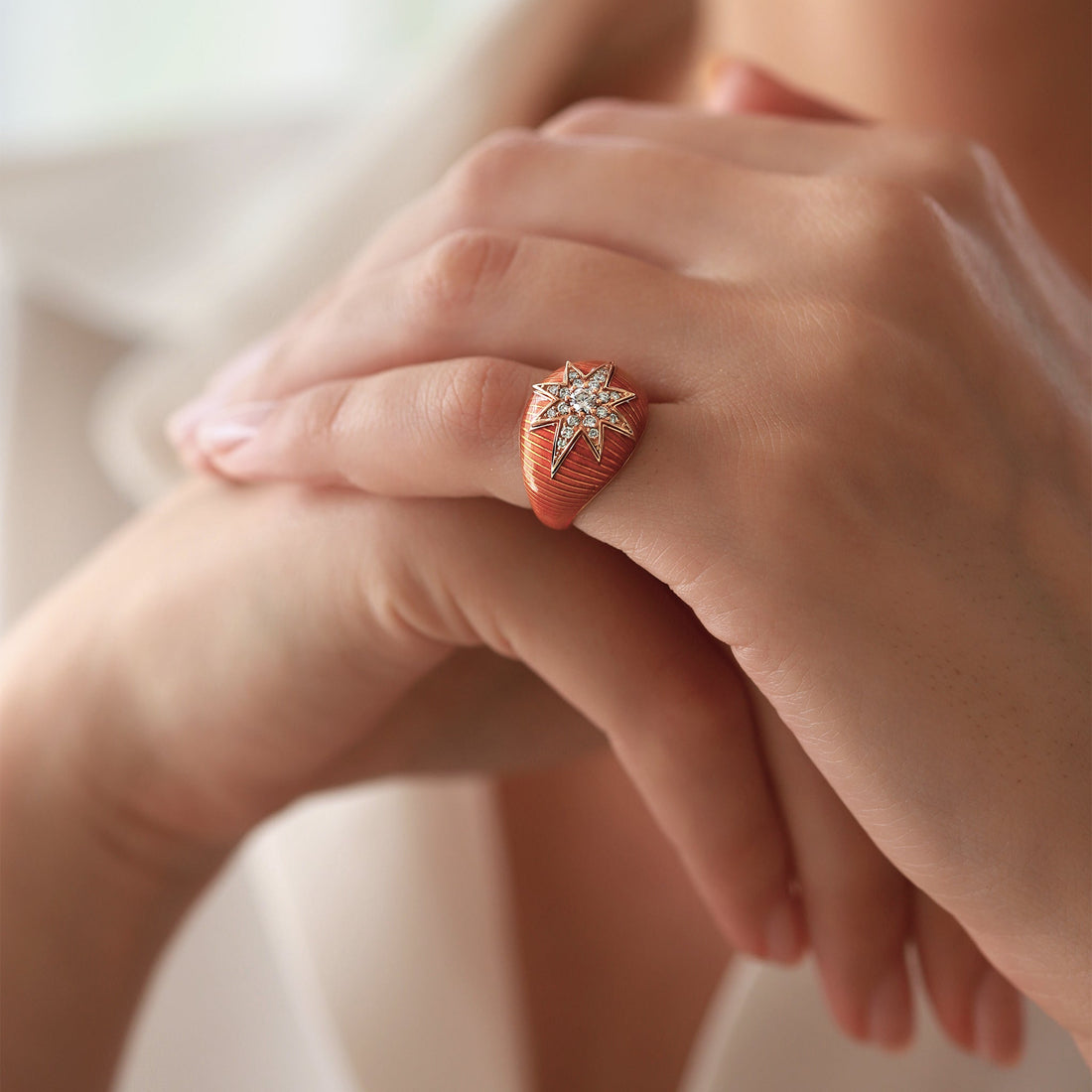 Jewelry Mercury | Diamond Ring | 0.28 Cts. | 14K Gold - Rose / 6 / Orange: Diamonds - ring Zengoda Shop online