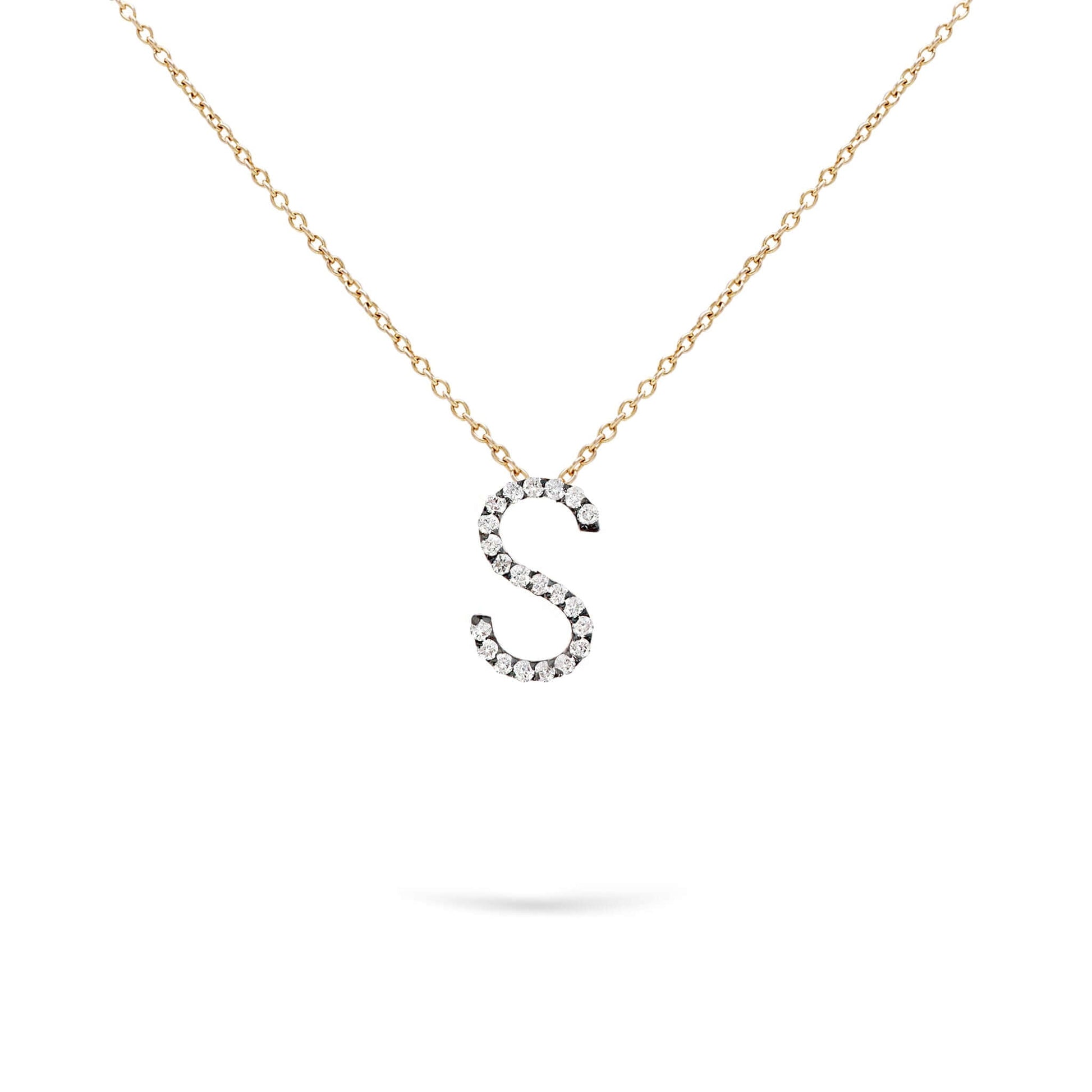 Jewelry Midi Initials | Diamond Pendant | 0.07 Cts. | 14K Gold - Rose / 40 - 42 Cm / S: 0.1 - necklace Zengoda