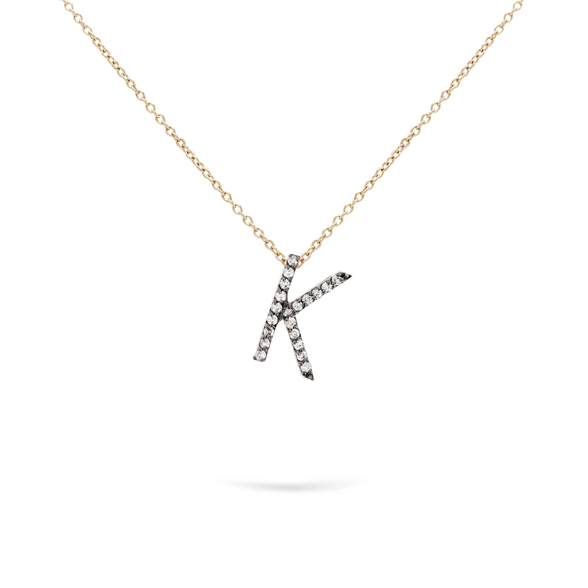 Jewelry Midi Initials | Diamond Pendant | 0.07 Cts. | 14K Gold - Rose / 40 - 42 Cm / K: - necklace Zengoda Shop