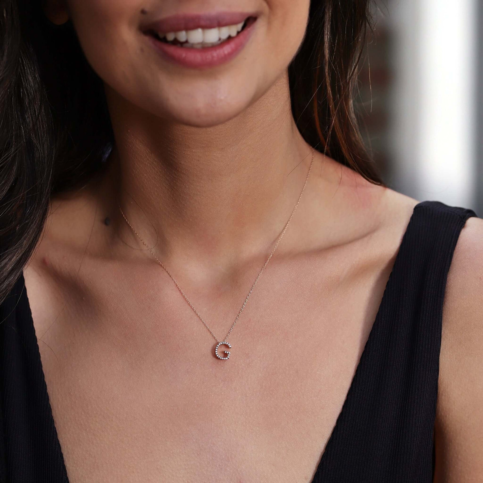 Jewelry Midi Initials | Diamond Pendant | 0.07 Cts. | 14K Gold - necklace Zengoda Shop online from Artisan Brands