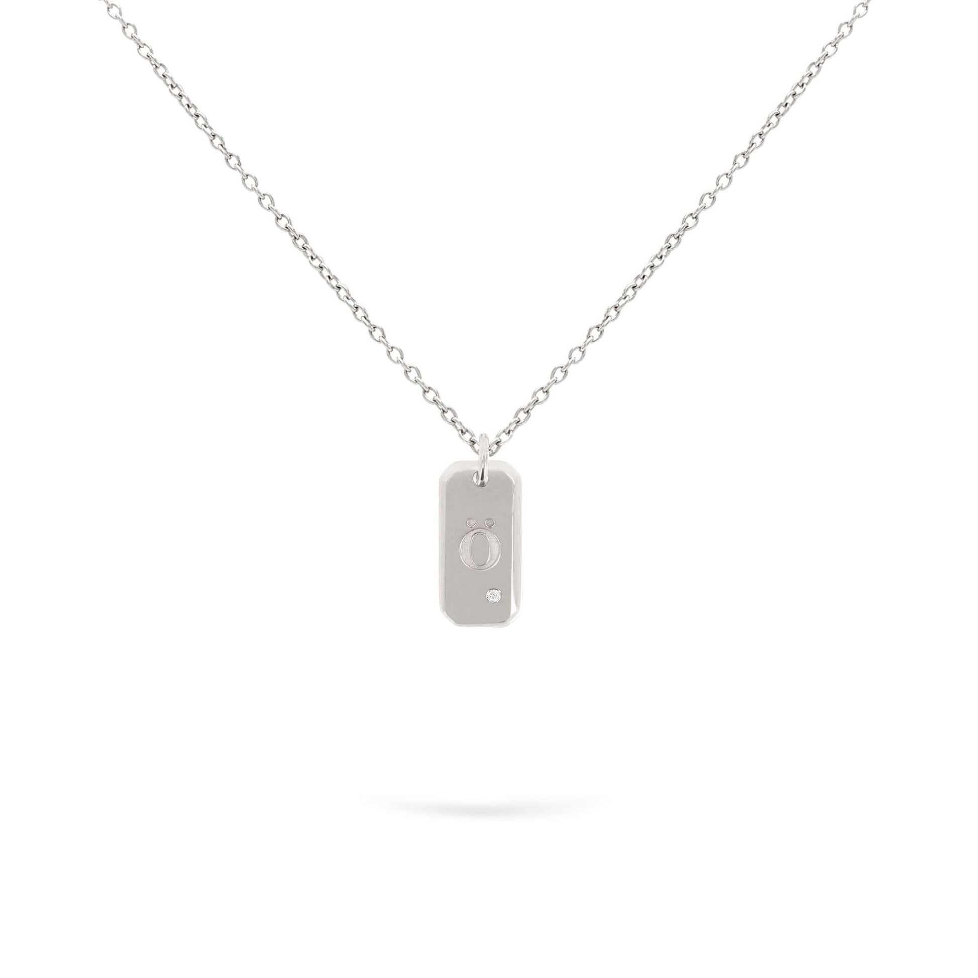 Jewelry Mini Gold Bar Initials | Diamond Pendant | 0.01 Cts. | 14K - White / 40 - 42 Cm / E - necklace Zengoda
