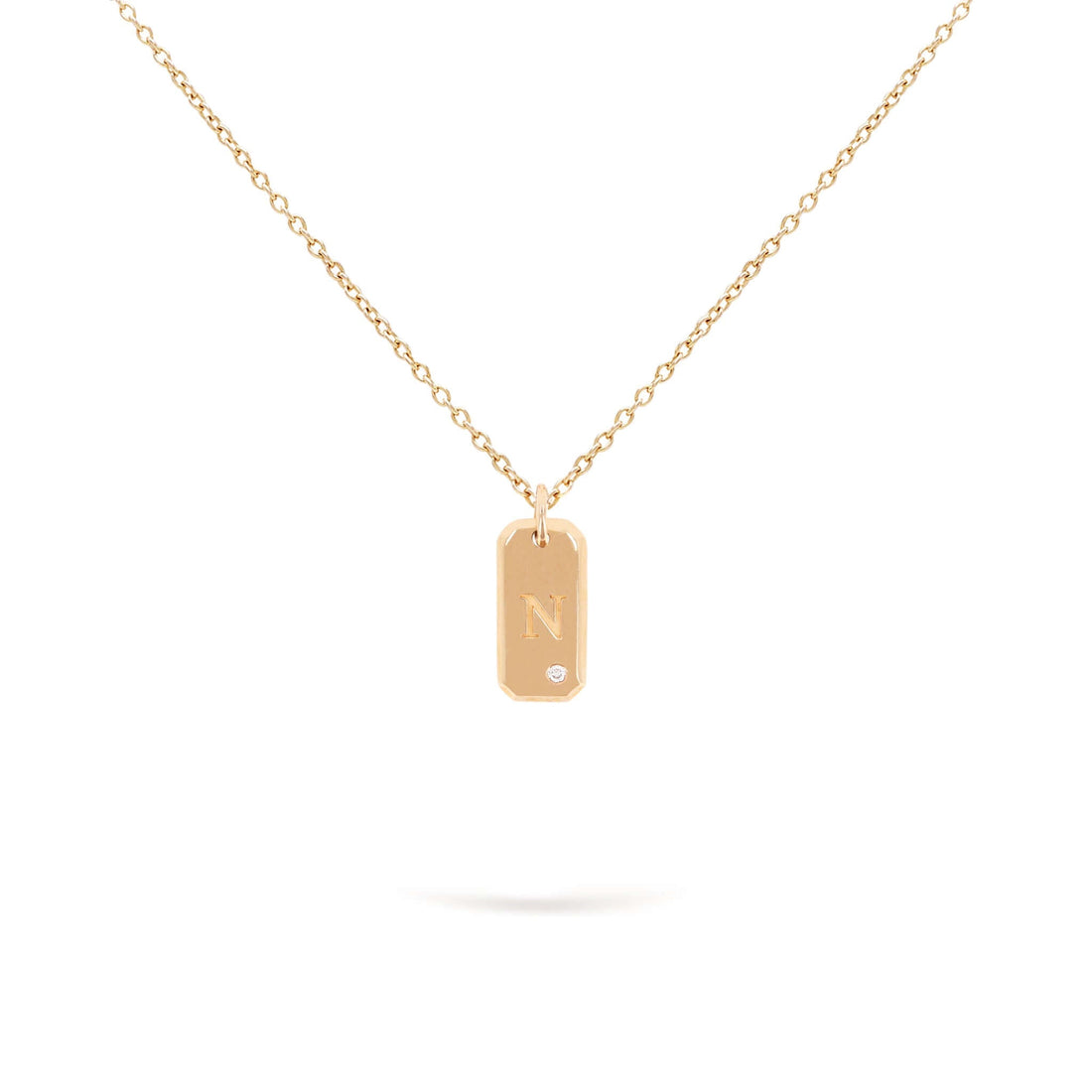Jewelry Mini Gold Bar Initials | Diamond Pendant | 0.01 Cts. | 14K - necklace Zengoda Shop online from Artisan
