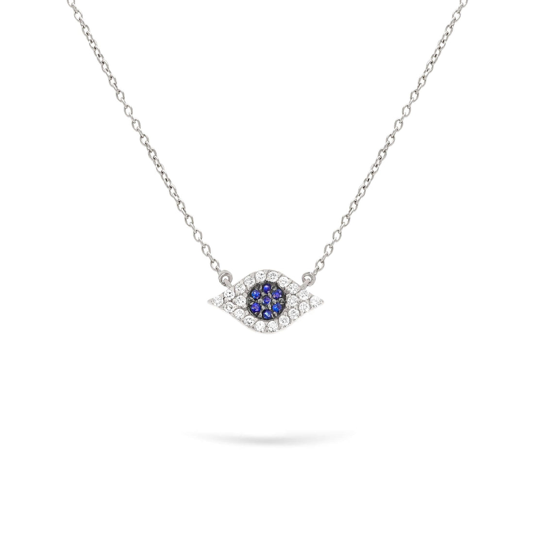 Jewelry Mini Motif Evil Eye | Diamond Pendant | 0.12 Cts. | 14K Gold - White / 40 - 42 Cm / Diamonds + 0.04