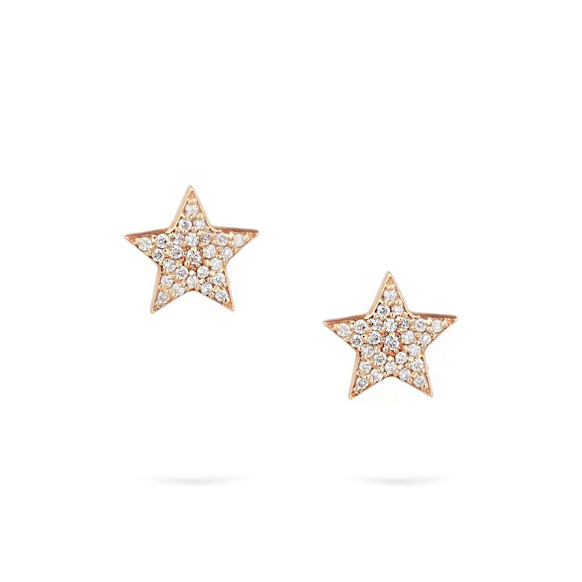 Gilda Jewelry Mini Star | Diamond Earrings | 14K Gold - Rose / Pair: 0.18 Cts. | Round Cut - earring Zengoda Shop