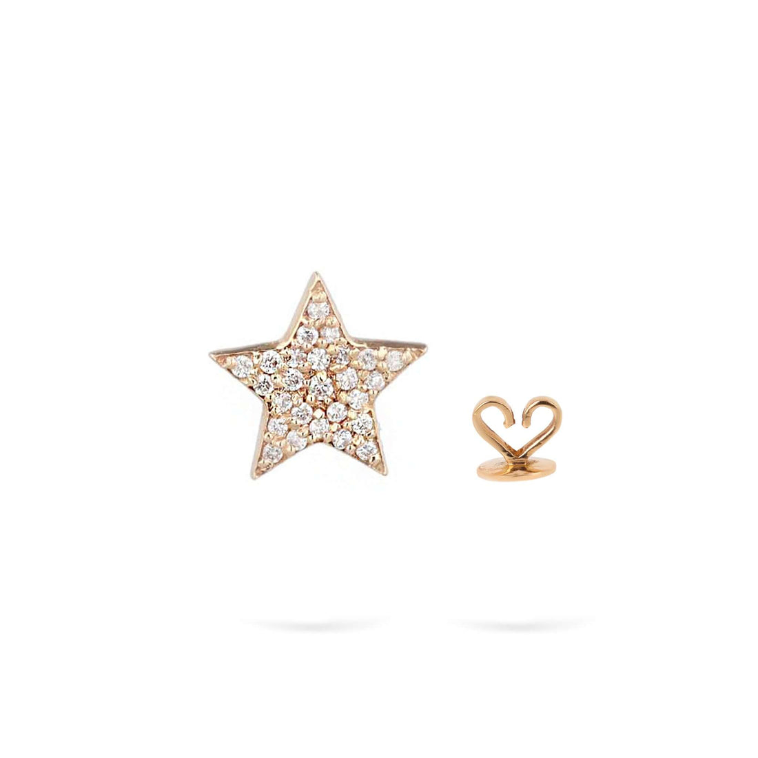 Gilda Jewelry Mini Star | Diamond Earrings | 14K Gold - Rose / Single: 0.09 Cts. | Round Cut - earring Zengoda Shop
