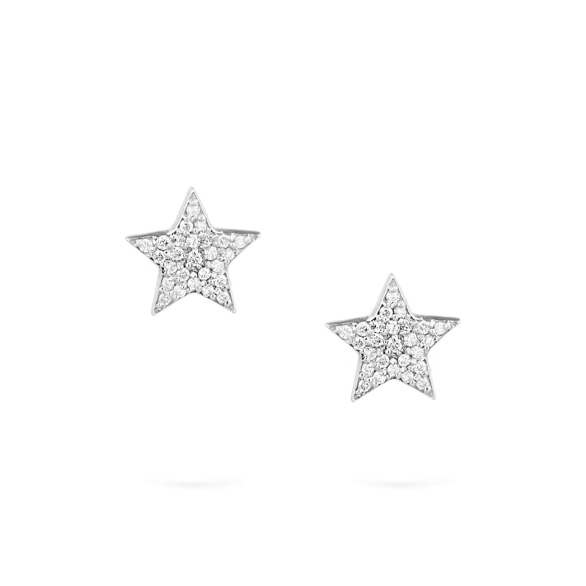 Gilda Jewelry Mini Star | Diamond Earrings | 14K Gold - White / Pair: 0.18 Cts. | Round Cut - earring Zengoda Shop
