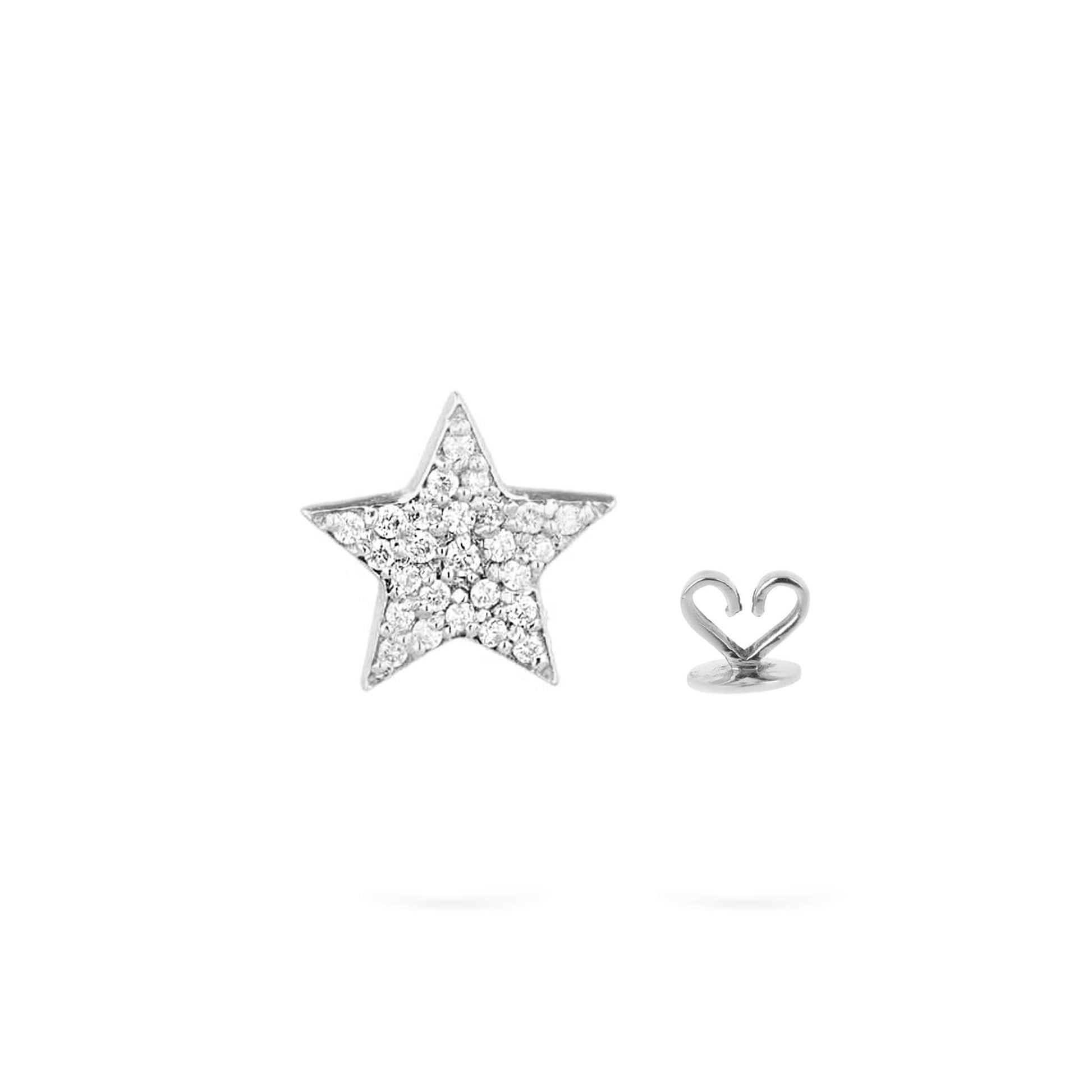 Gilda Jewelry Mini Star | Diamond Earrings | 14K Gold - White / Single: 0.09 Cts. | Round Cut - earring Zengoda Shop