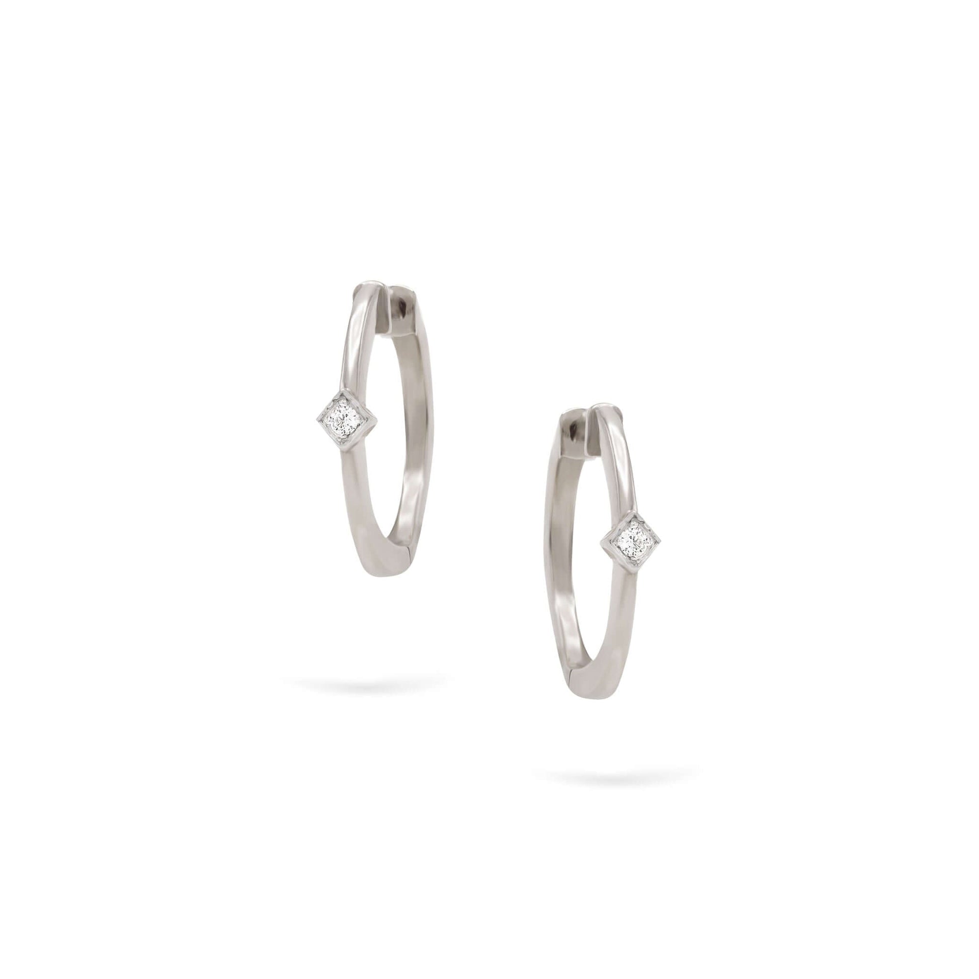 Jewelry Minnies Hoops | Single Diamond Earrings | 0.04 Cts. | 14K Gold - White / Pair / Diamonds - earring