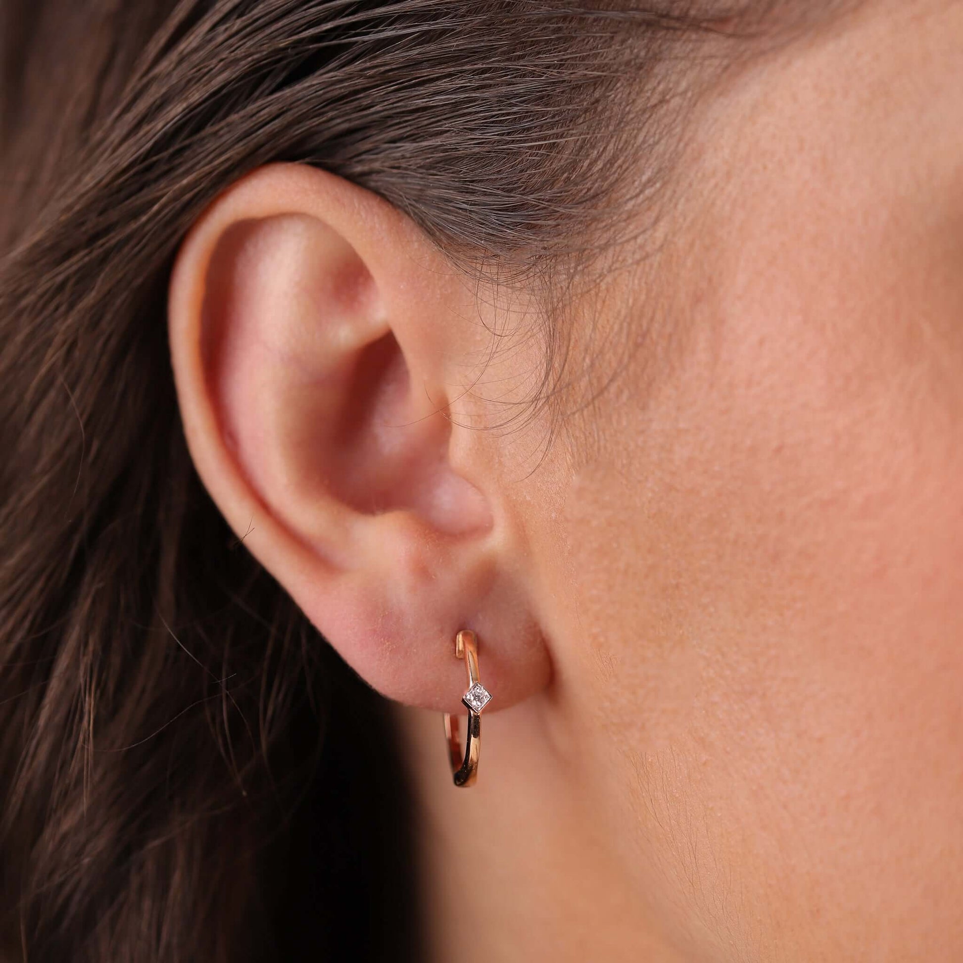 Jewelry Minnies Hoops | Single Diamond Earrings | 0.04 Cts. | 14K Gold - earring Zengoda Shop online from Artisan