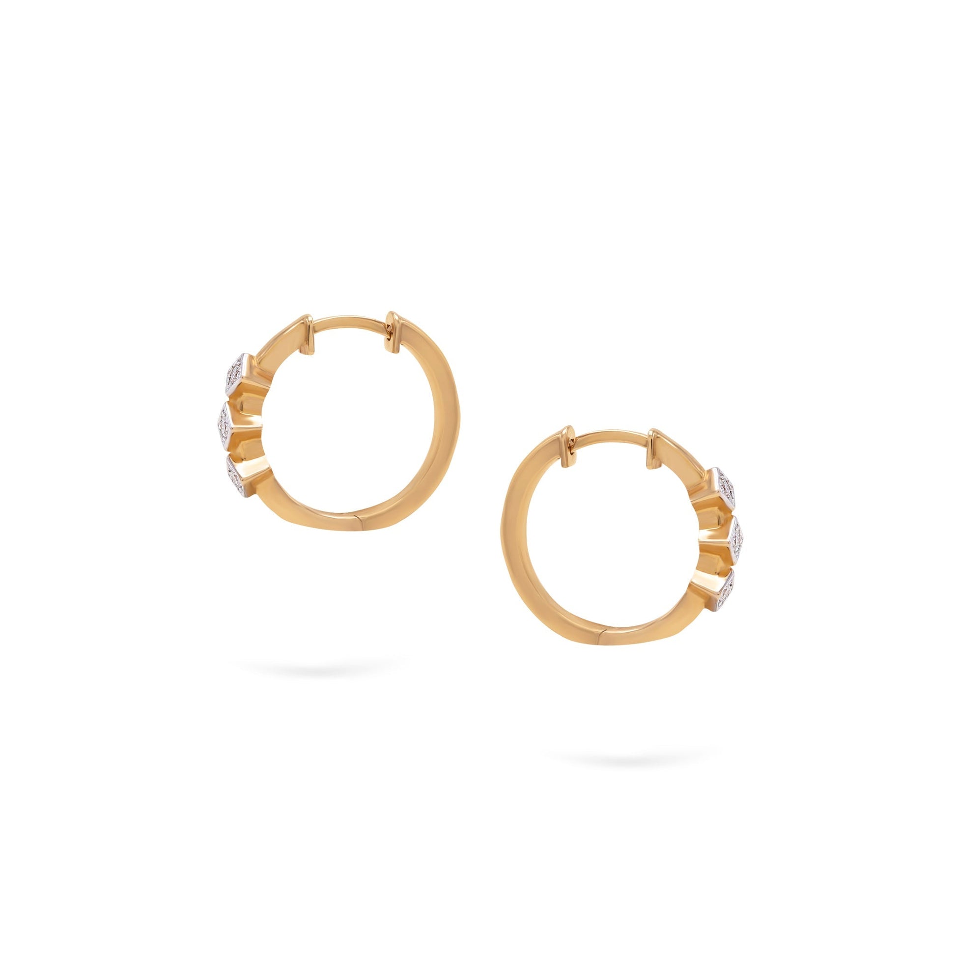 Jewelry Minnies Hoops | Triple Diamond Earrings | 0.13 Cts. | 14K Gold - earring Zengoda Shop online from Artisan
