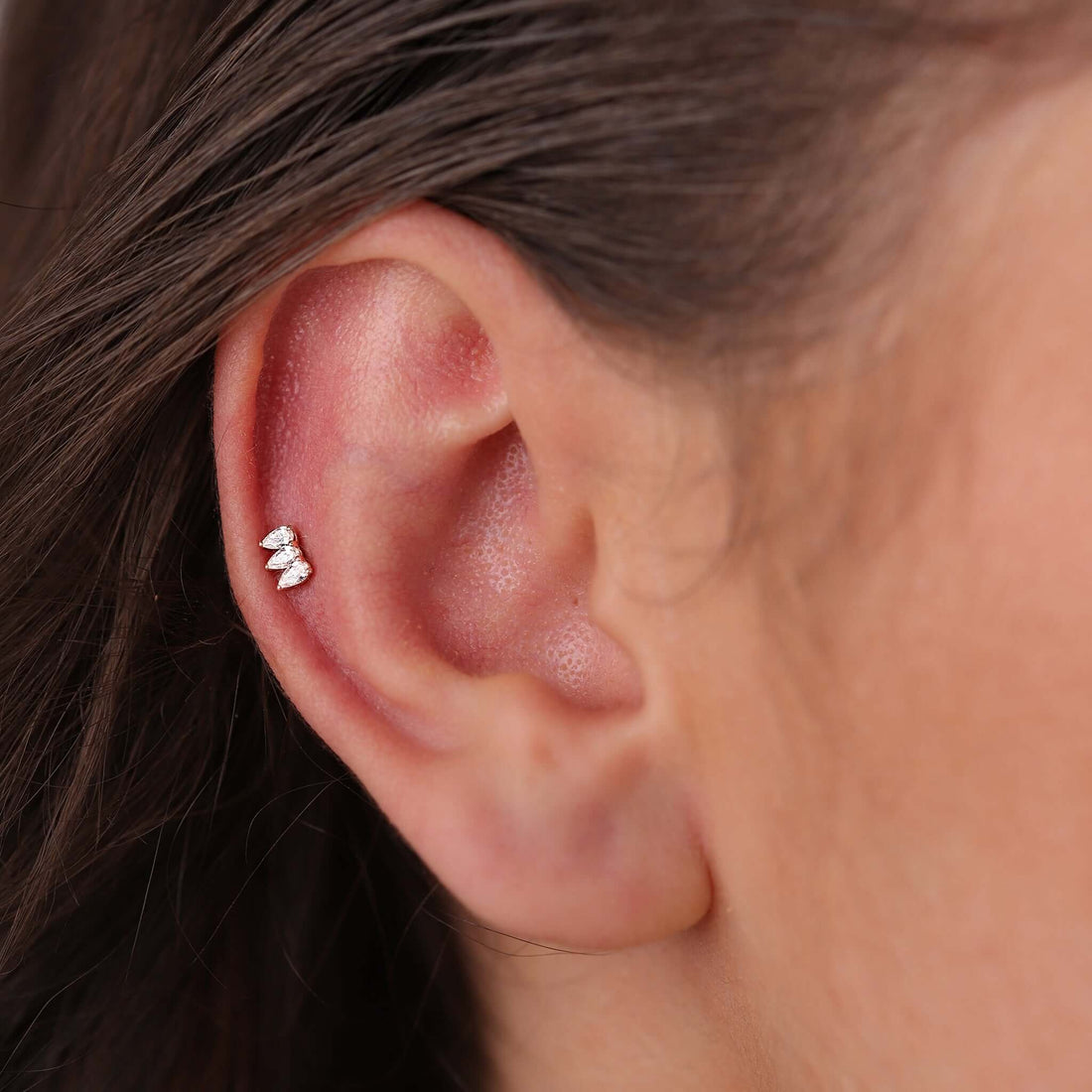 Jewelry Pear Studs | Diamond Earrings | 14K Gold - Rose / Single: 0.11 Cts. | Cut - earring Zengoda Shop online