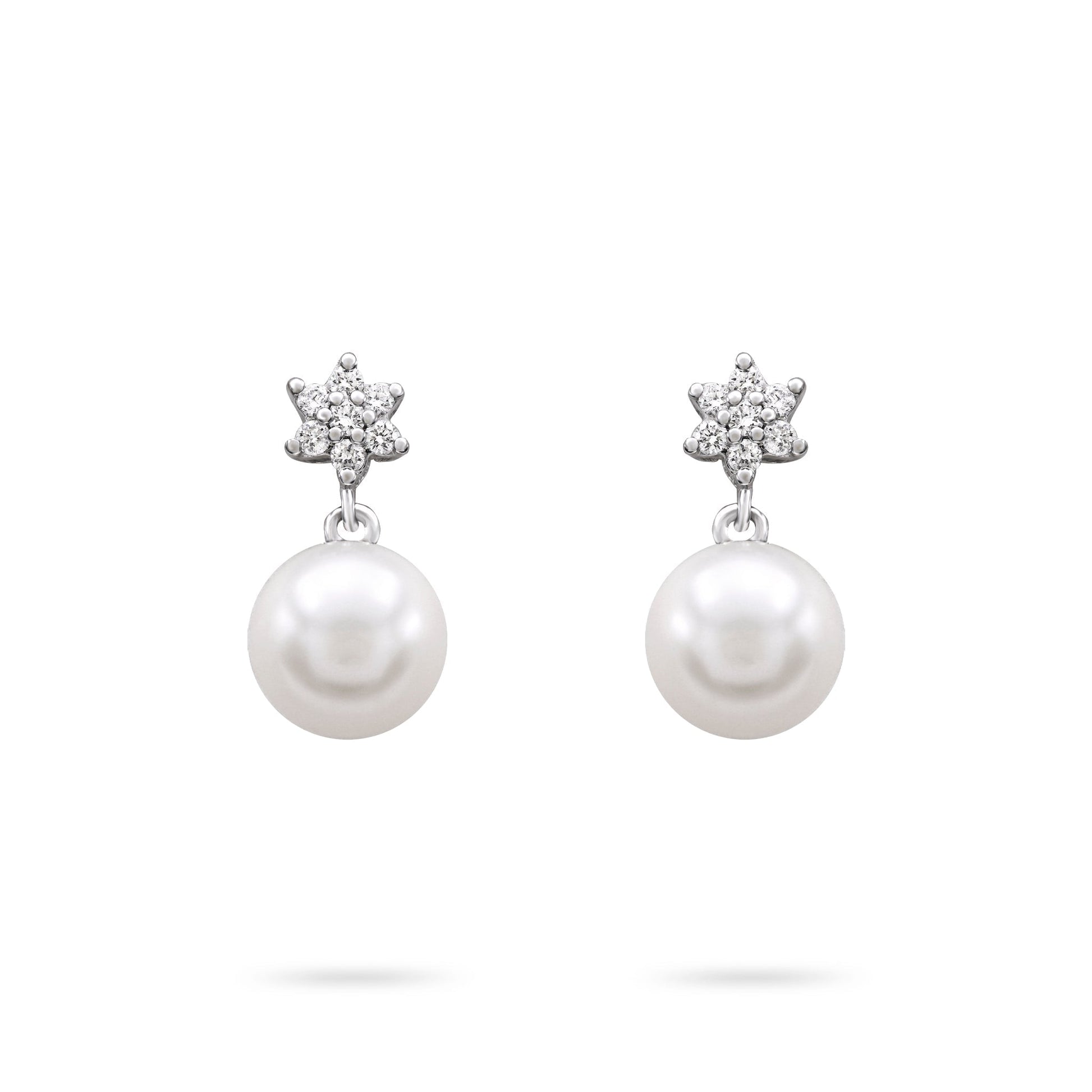 Gilda Jewelry Pearls | Diamond Earrings | 0.16 Cts. | 14K Gold - White / Pair / earring Zengoda Shop online from