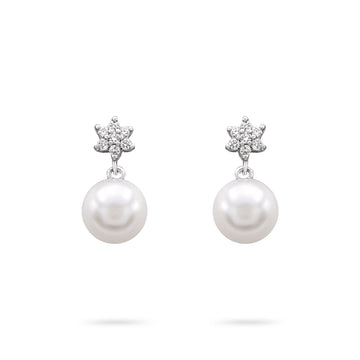 Gilda Jewelry Pearls | Diamond Earrings | 0.16 Cts. | 14K Gold - White / Pair / earring Zengoda Shop online from