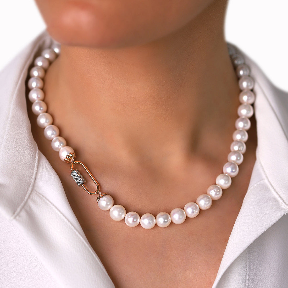 Jewelry Pearls | Diamond Necklace | 0.39 Cts. | 14K Gold - Rose / 43 Cm / Round Cut - necklace Zengoda Shop