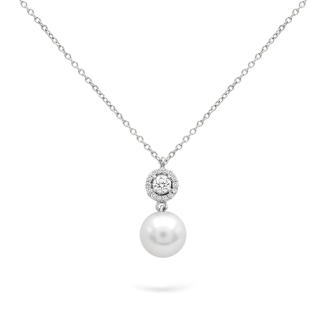 Jewelry Pearls | Diamond Pendant | 0.19 Cts. | 14K Gold - White / 40 - 43 Cm / necklace Zengoda Shop online from