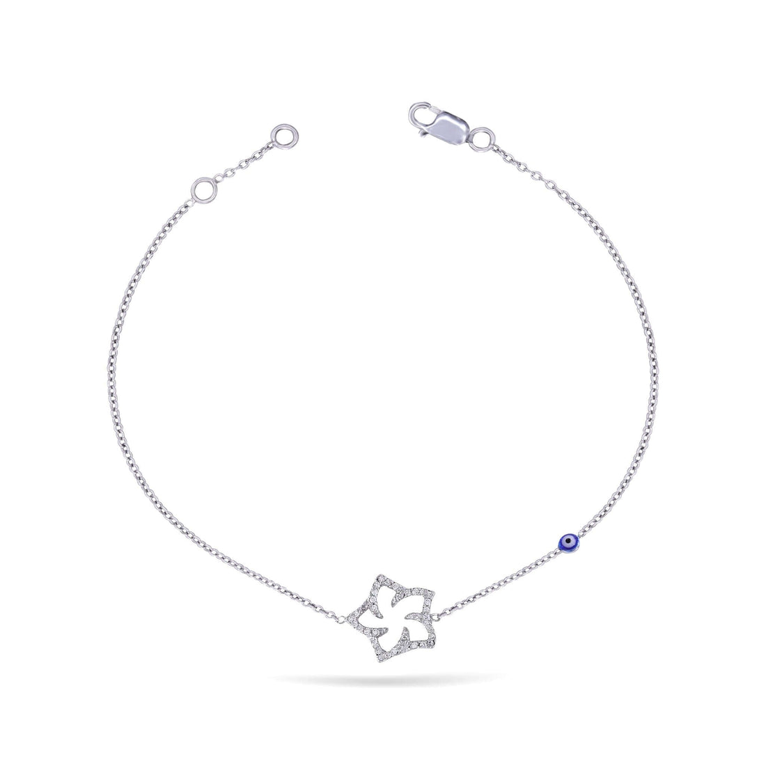 Jewelry Peony | Diamond Bracelet | 0.12 Cts. | 18K Gold - White / 16.5 - 17.5 Cm / Diamonds - bracelet Zengoda