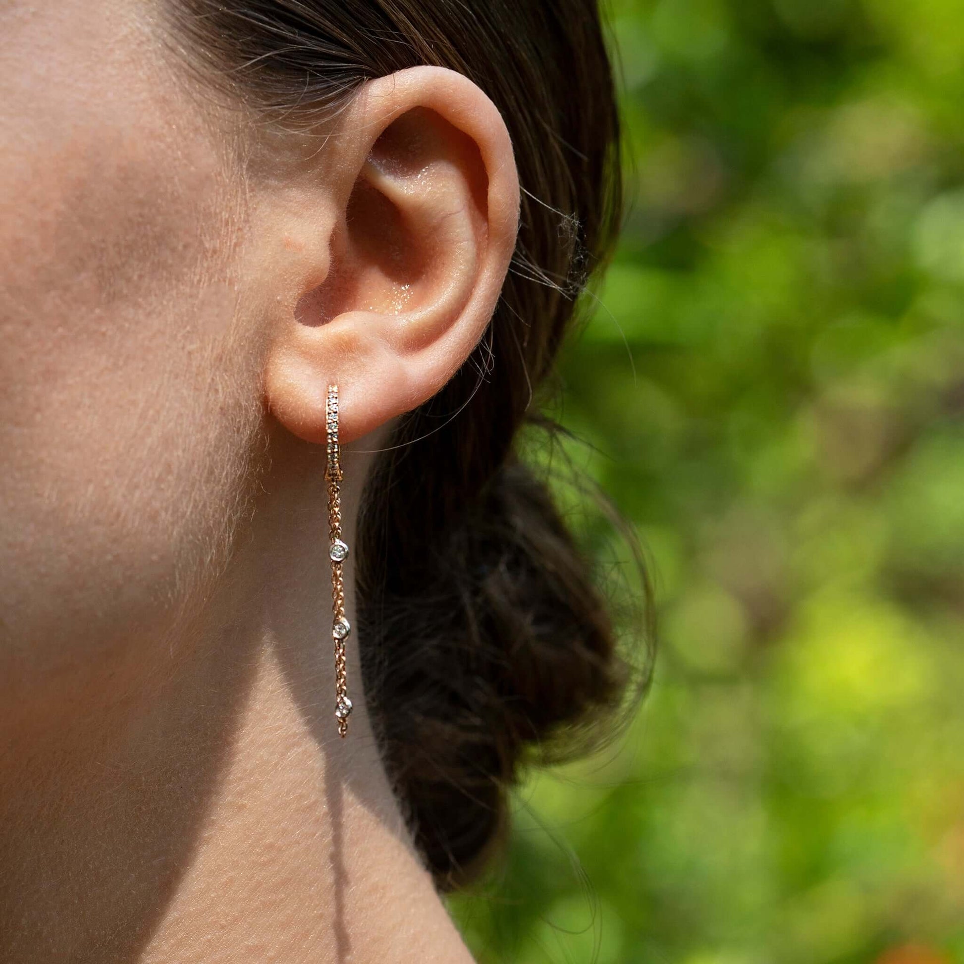 Jewelry Sally | Diamond Earrings | 14K Gold - Rose / Single: 0.15 Cts. | Round Cut - earring Zengoda Shop online