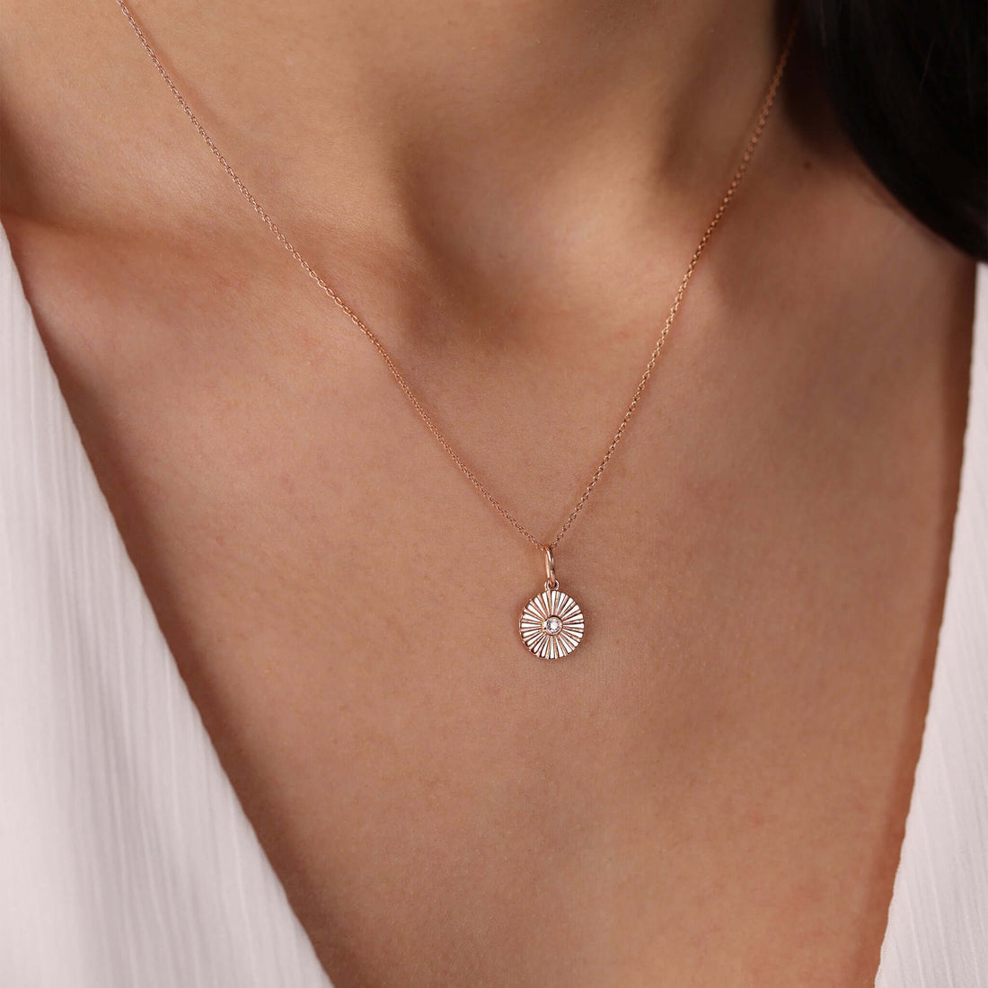 Jewelry Shellies | Diamond Pendant | 0.03 Cts. | 14K Gold - Rose / 40 - 43 Cm / Diamonds - necklace Zengoda Shop