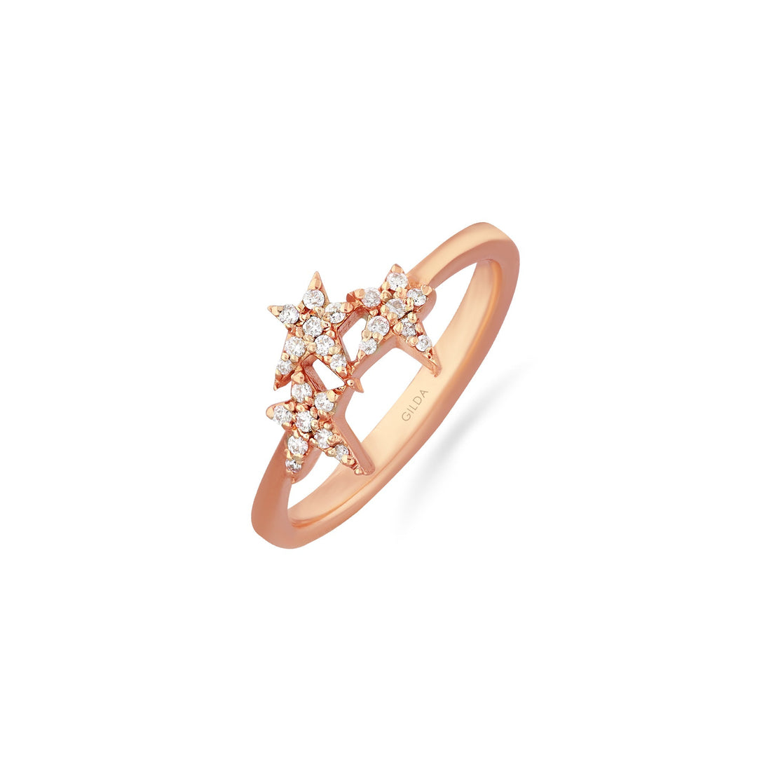 Jewelry Triple Stars | Diamond Ring | 0.12 Cts. | 14K Gold - Rose / 6 / Diamonds - ring Zengoda Shop online from