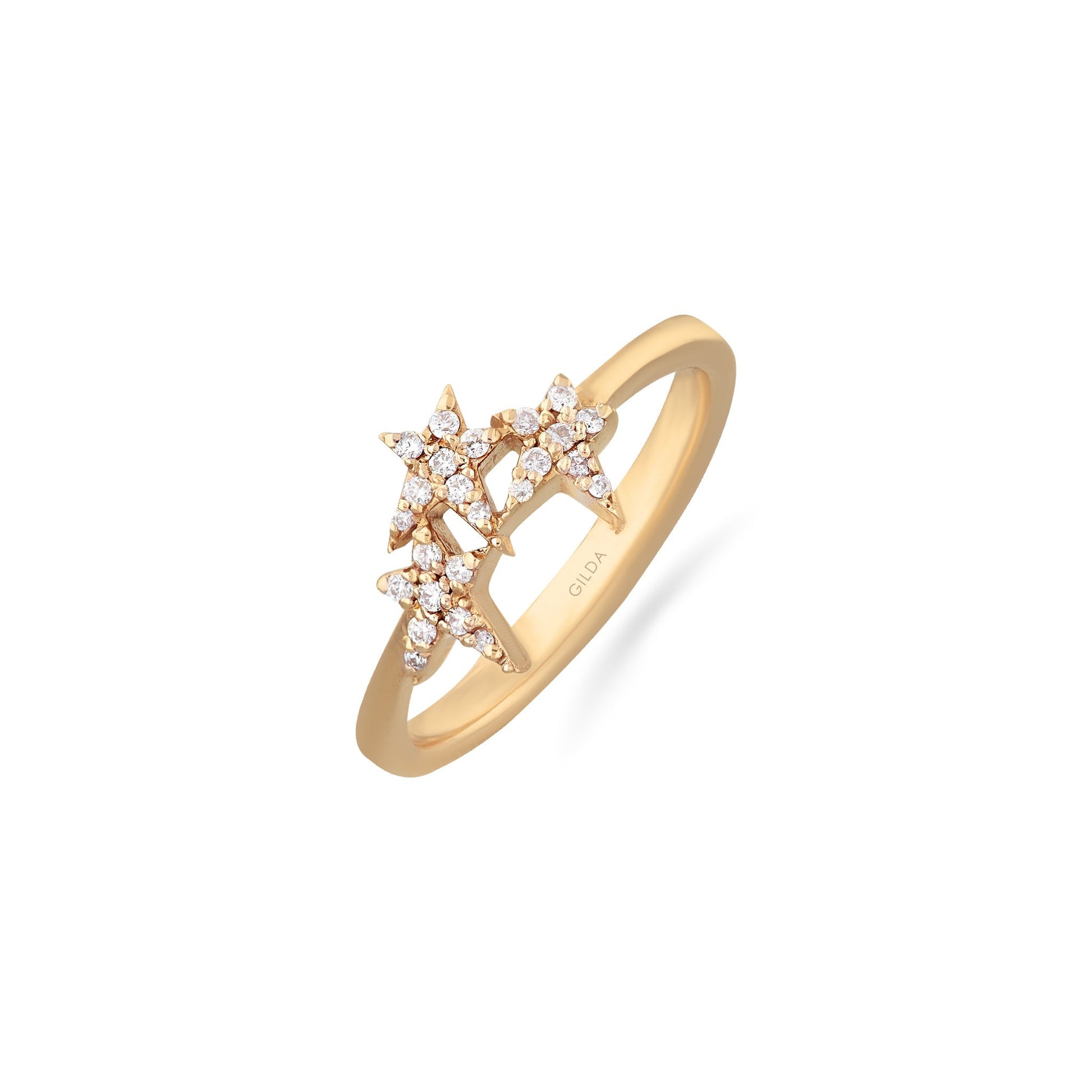 Jewelry Triple Stars | Diamond Ring | 0.12 Cts. | 14K Gold - Yellow / 6 / Diamonds - ring Zengoda Shop online