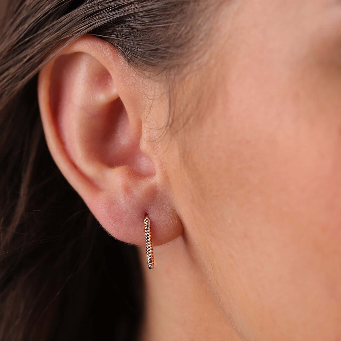 Jewelry Twist Hoops | Small Gold Earrings | 14K - Rose / Pair - Diamond earrings Zengoda Shop online from Artisan