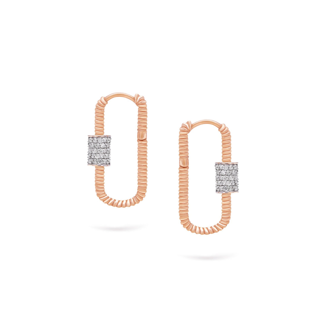 Jewelry Twist Musica Hoops | Medium Diamond Earrings | 0.42 Cts. | 14K Gold - Rose / Pair / Diamonds - earring