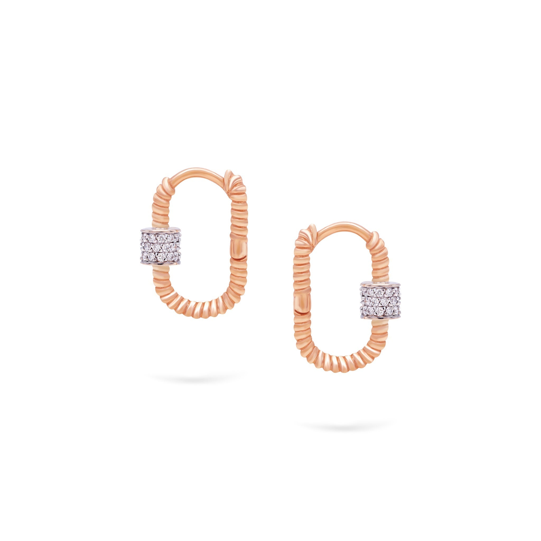 Jewelry Twist Musica Hoops | Small Diamond Earrings | 0.25 Cts. | 14K Gold - Rose / Pair / Diamonds - earring
