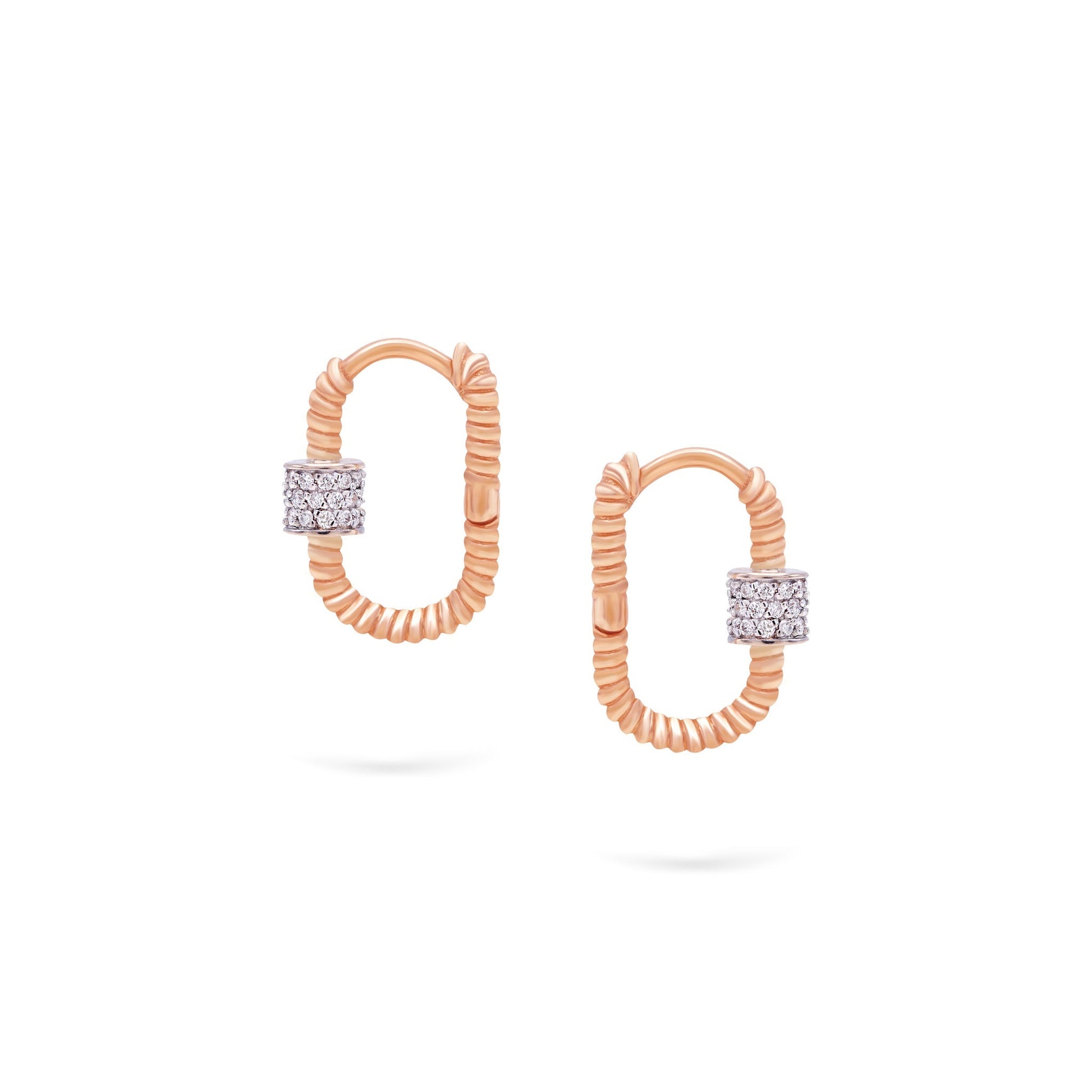 Jewelry Twist Musica Hoops | Small Diamond Earrings | 0.25 Cts. | 14K Gold - Rose / Pair / Diamonds - earring