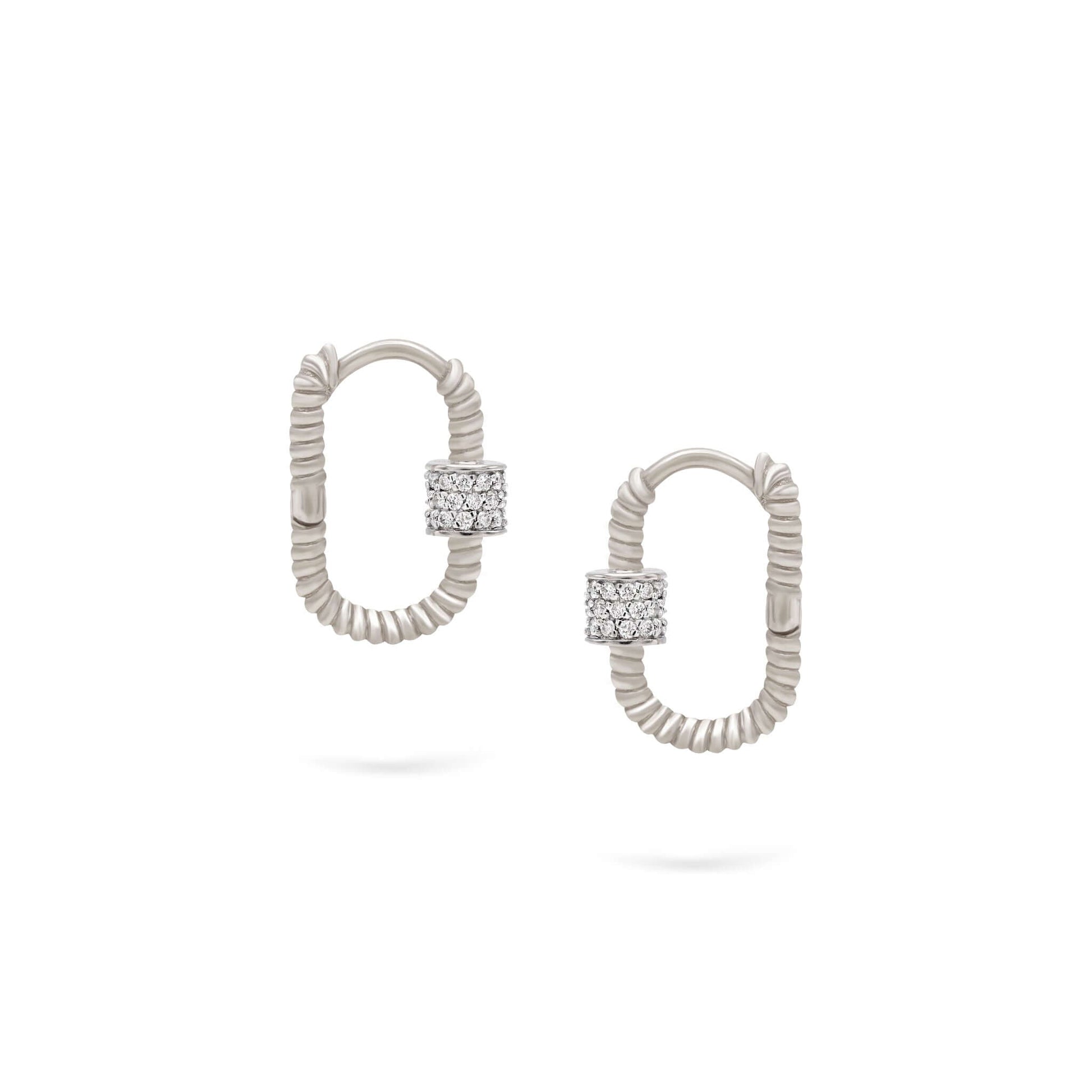 Jewelry Twist Musica Hoops | Small Diamond Earrings | 0.25 Cts. | 14K Gold - White / Pair / Diamonds - earring
