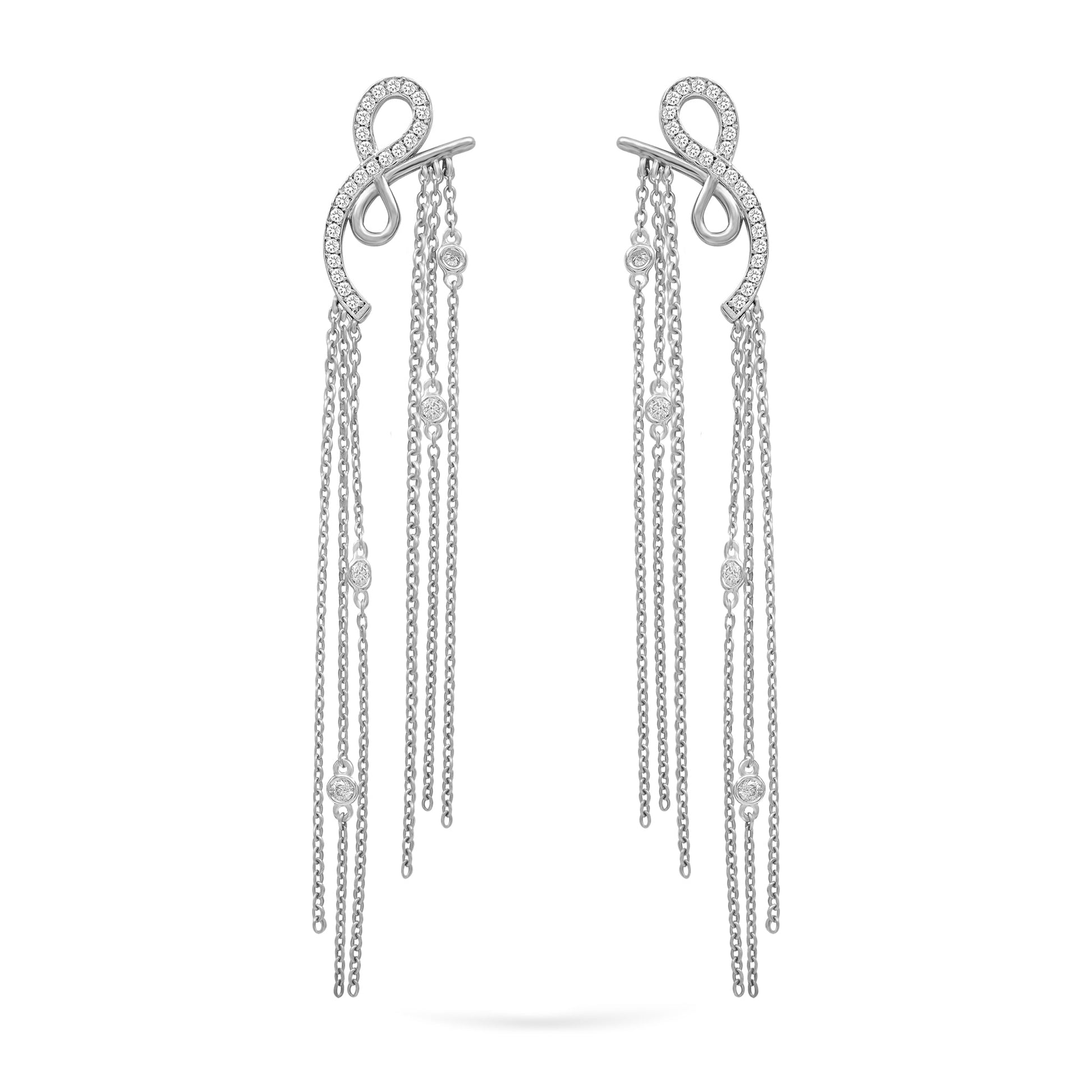 Jewelry Unalome | Diamond Earrings | 14K Gold - White / Pair: 0.56 Cts. | Round Cut - earrings Zengoda Shop