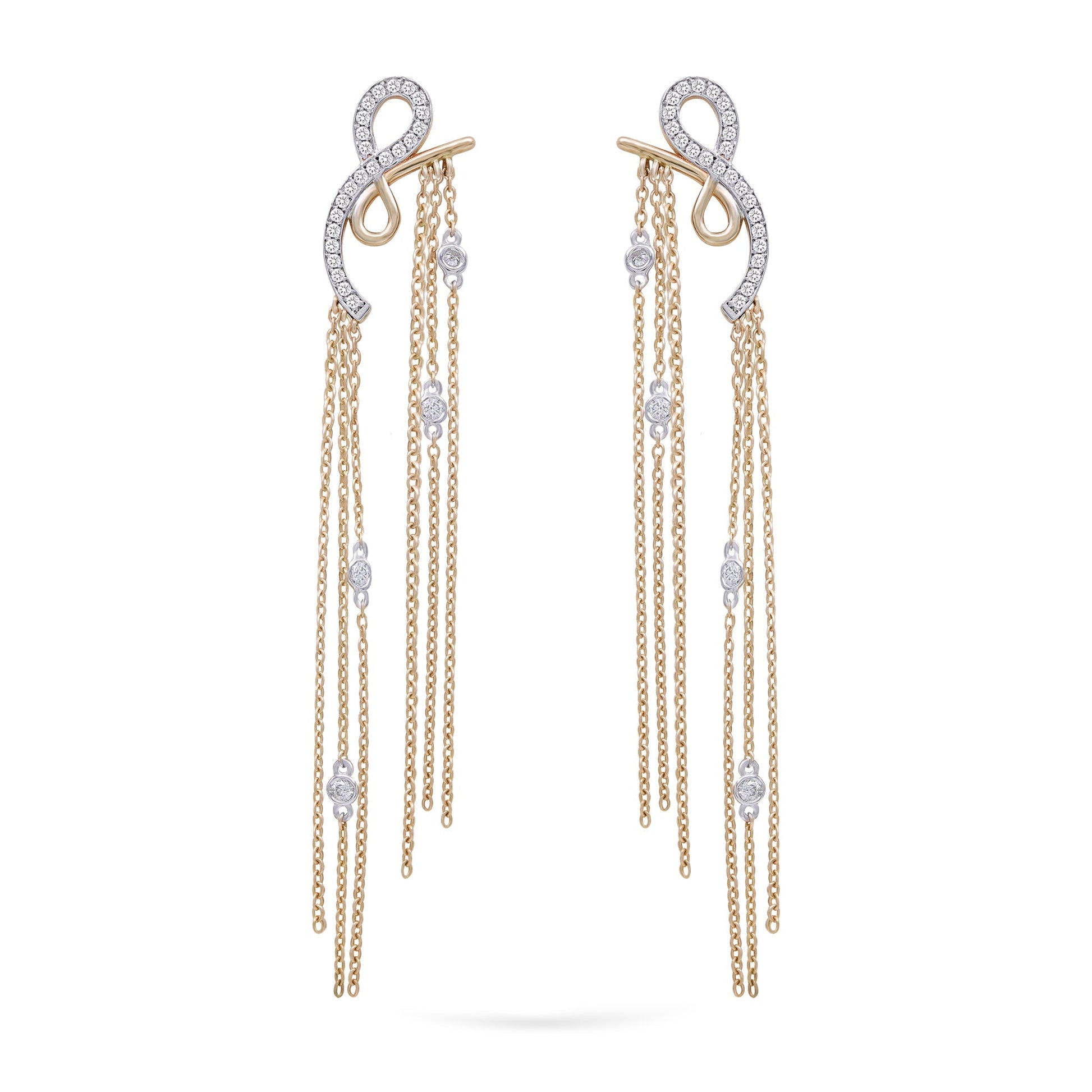 Jewelry Unalome | Diamond Earrings | 14K Gold - Yellow / Pair: 0.56 Cts. | Round Cut - earrings Zengoda Shop