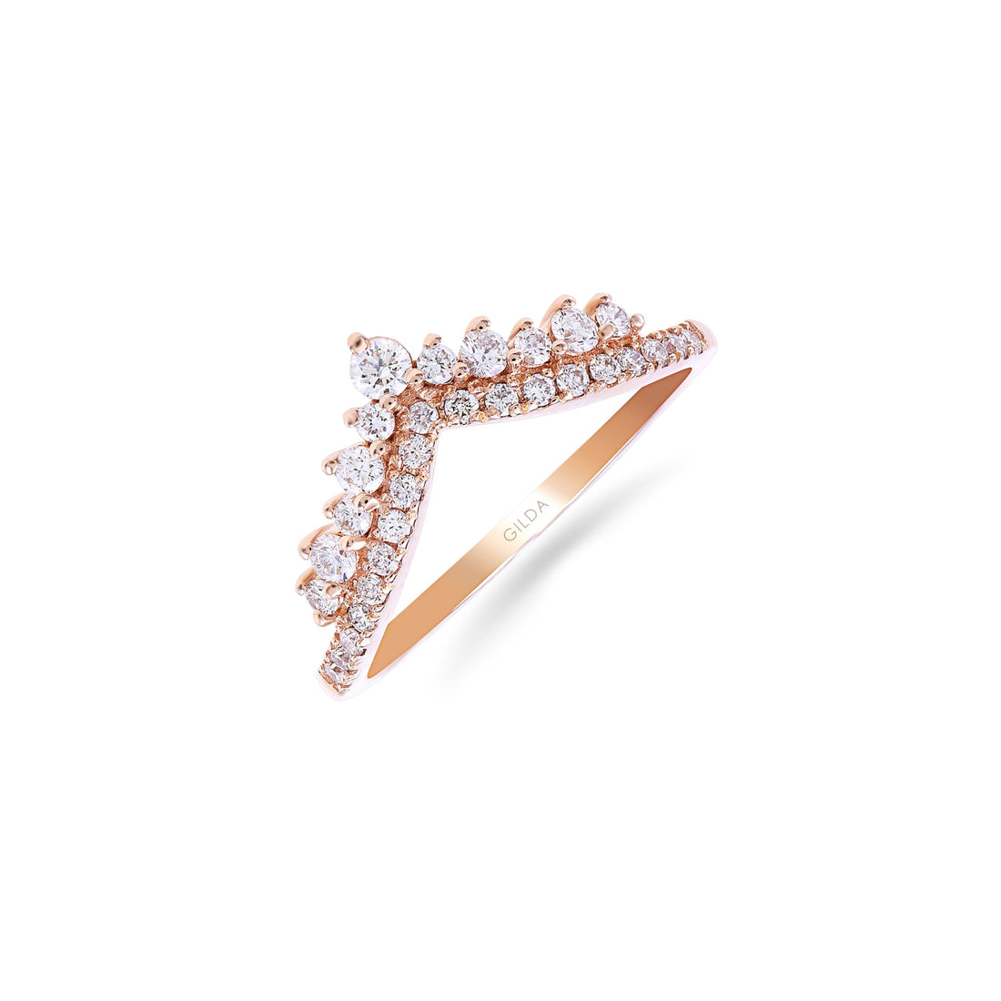 Jewelry Wishbone | Diamond Ring | 0.38 Cts. | 14K Gold - Rose / 6 / Diamonds - ring Zengoda Shop online from