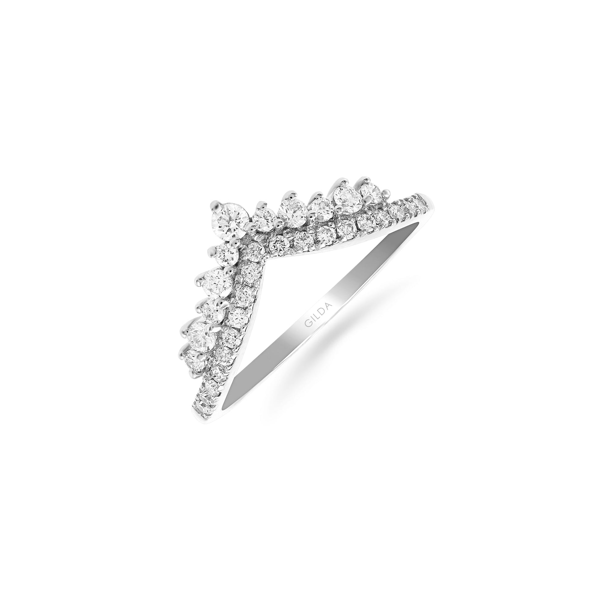 Jewelry Wishbone | Diamond Ring | 0.38 Cts. | 14K Gold - White / 6 / Diamonds - ring Zengoda Shop online from