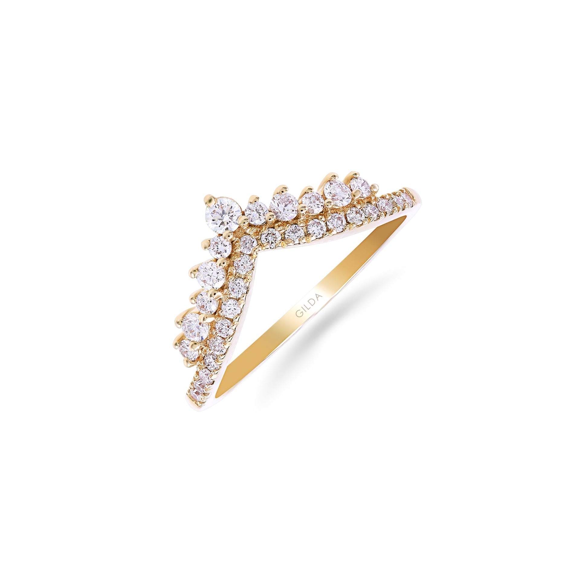Jewelry Wishbone | Diamond Ring | 0.38 Cts. | 14K Gold - Yellow / 6 / Diamonds - ring Zengoda Shop online from