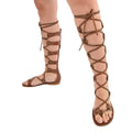 Knee High Gladiator Flat Leather Sandal for Women Chestnut Brown