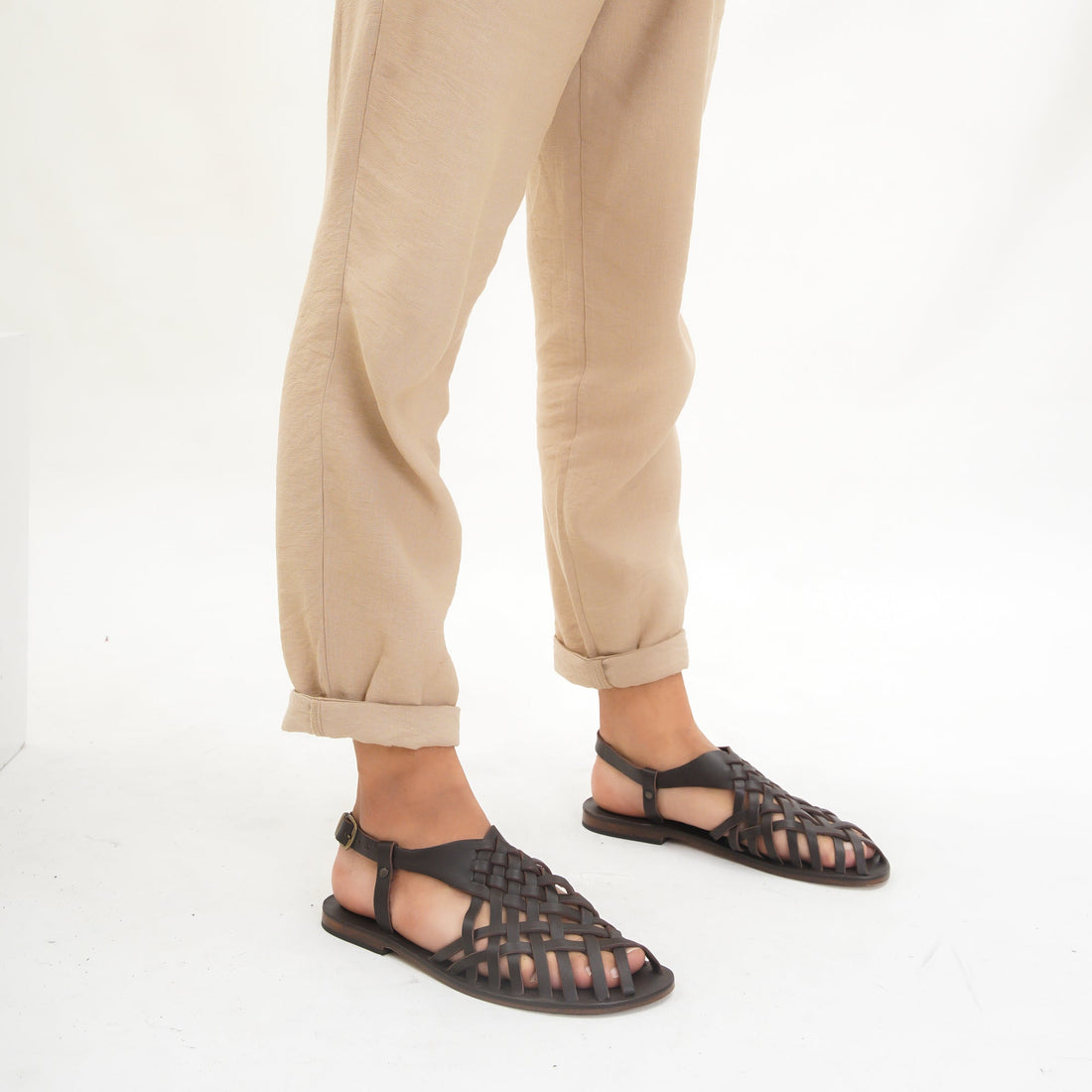 Slingback Leather Fisherman Sandal for Men, Brown