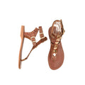 Rhea Chestnut Brown Leather Women’s Sandals - Handmade Flat Sandal, Low Heel Strapped Travel Comfortable Sandal