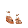 Ruby Tan Leather Women’s Sandals - Handmade Flat Sandal, Low Heel Strapped Travel Comfortable Sandal