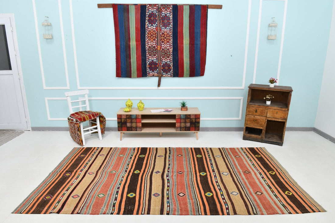 5’ x 10’ Turkish Kilim Old Rug - 34558 - Zengoda Shop online from Artisan Brands