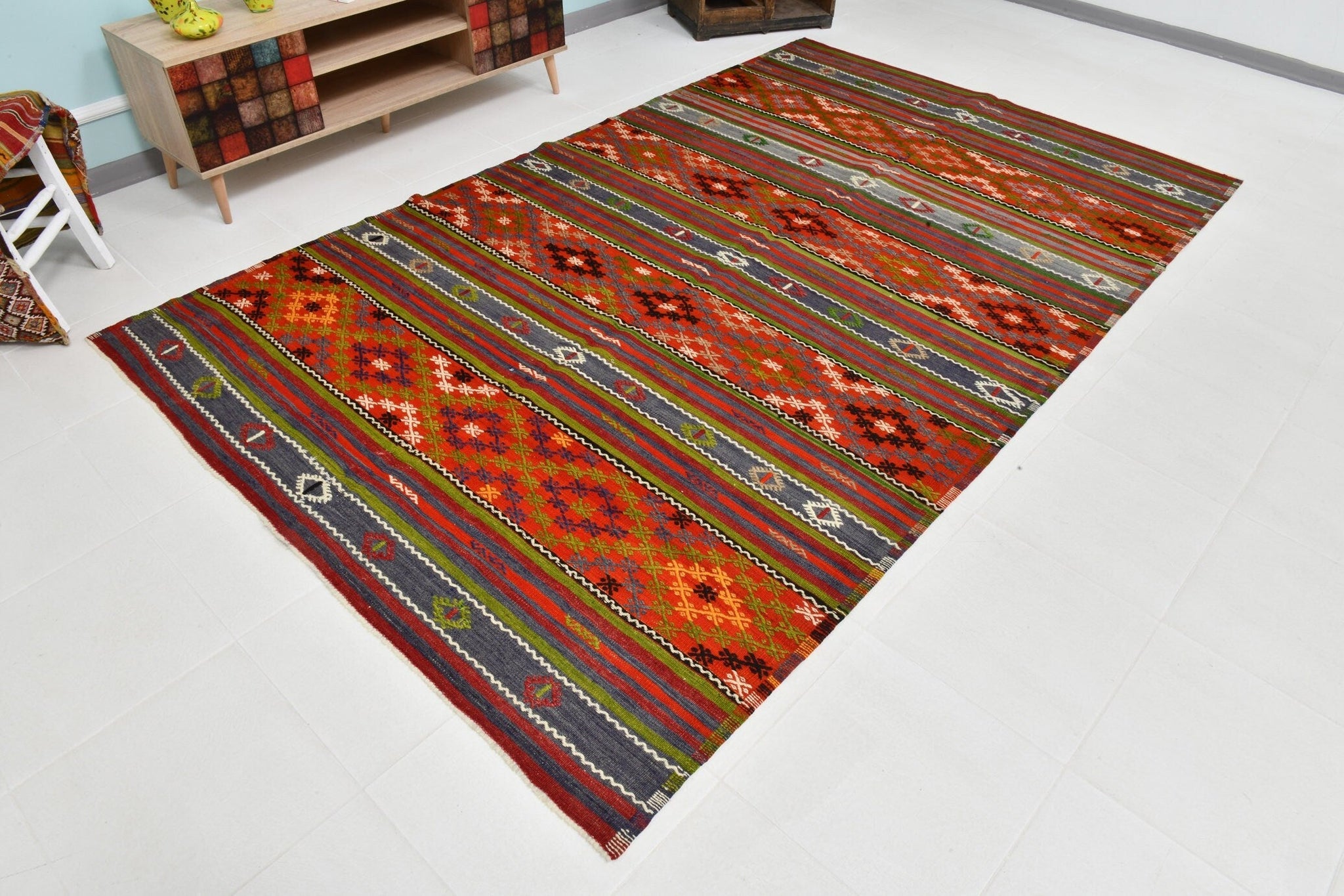 6’ x 10’ Turkish Kilim Old Rug - 1519 - Zengoda Shop online from Artisan Brands