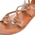 Selene Tan Leather Women’s Sandals - Handmade Flat Sandal, Low Heel Strapped Travel Comfortable Sandal