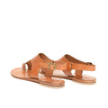 Theia Tan Leather Women’s Flat Sandals - Handmade Sandal, Low Heel Strapped Travel Comfortable Sandal