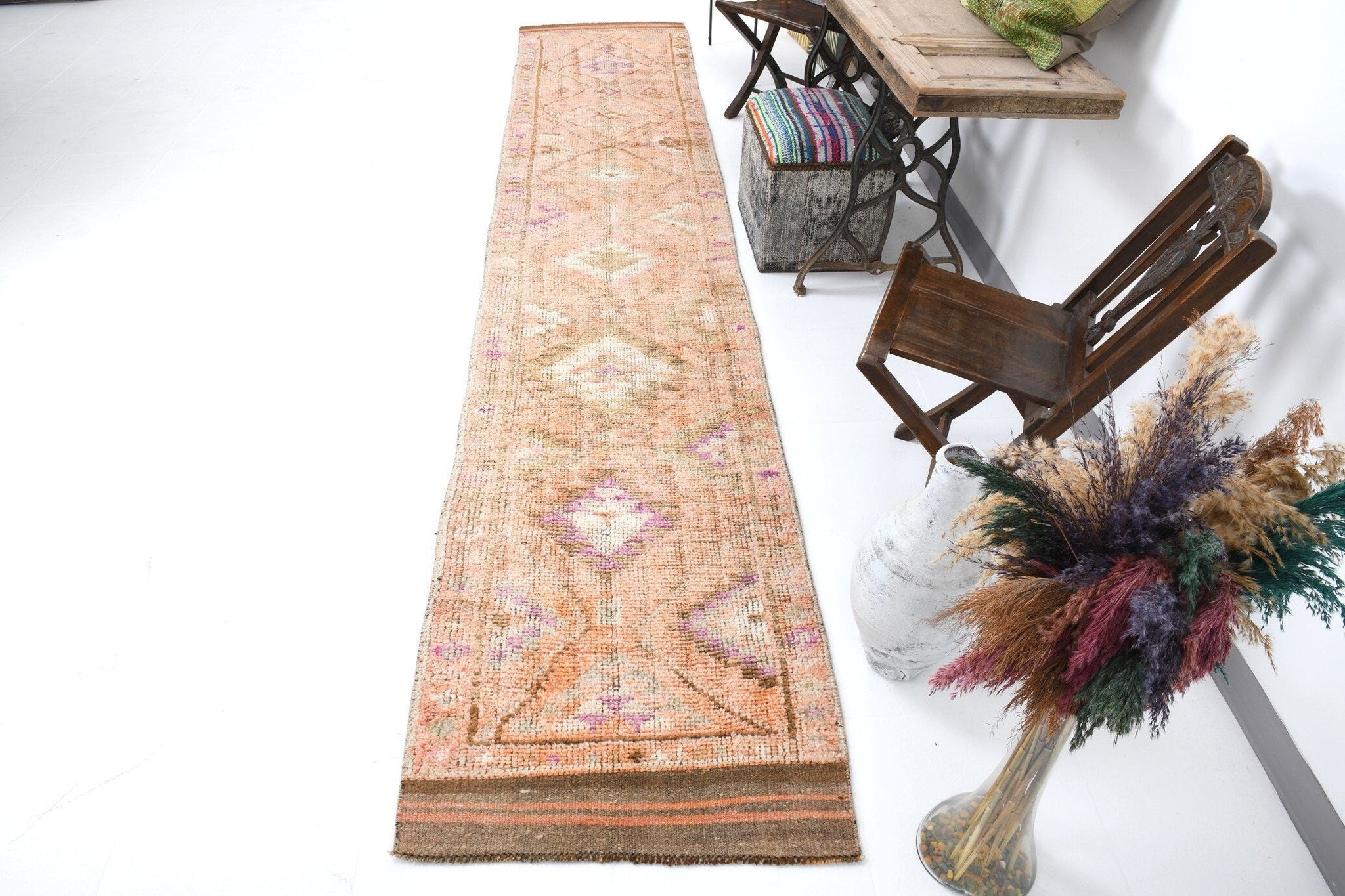 Vintage Herki Runner Rug 2'7" x 13'4" ft