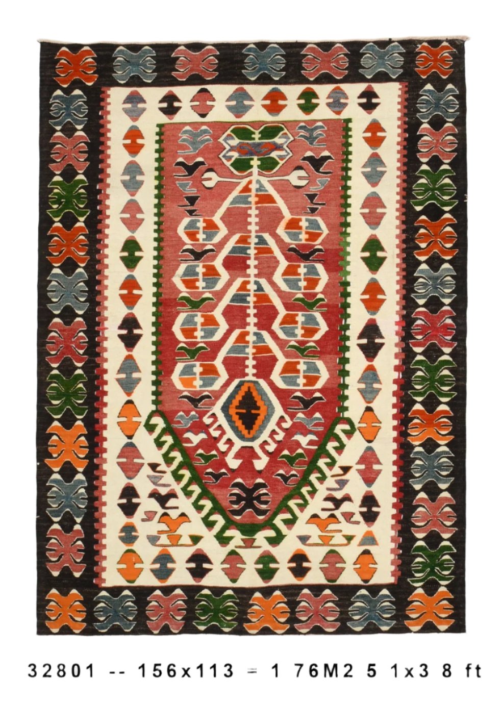 Vintage Kilim Anatolian 3’8’’ x 5’1’’ ft